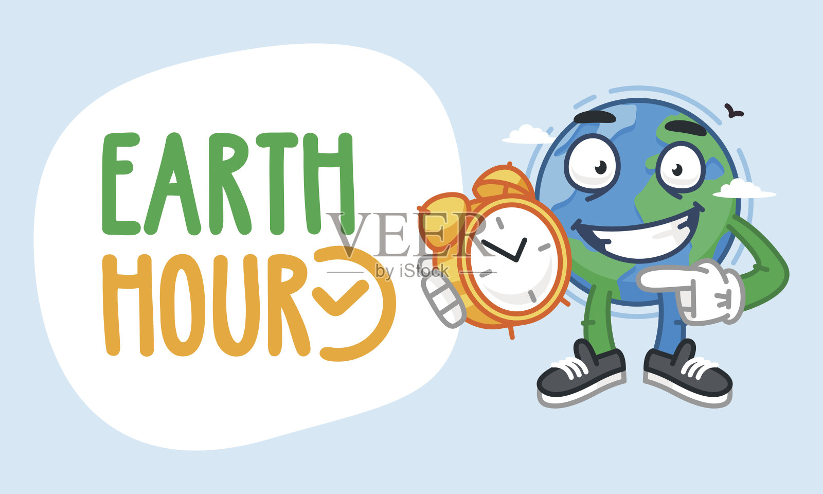地球一小时地球字符时钟插画图片素材
