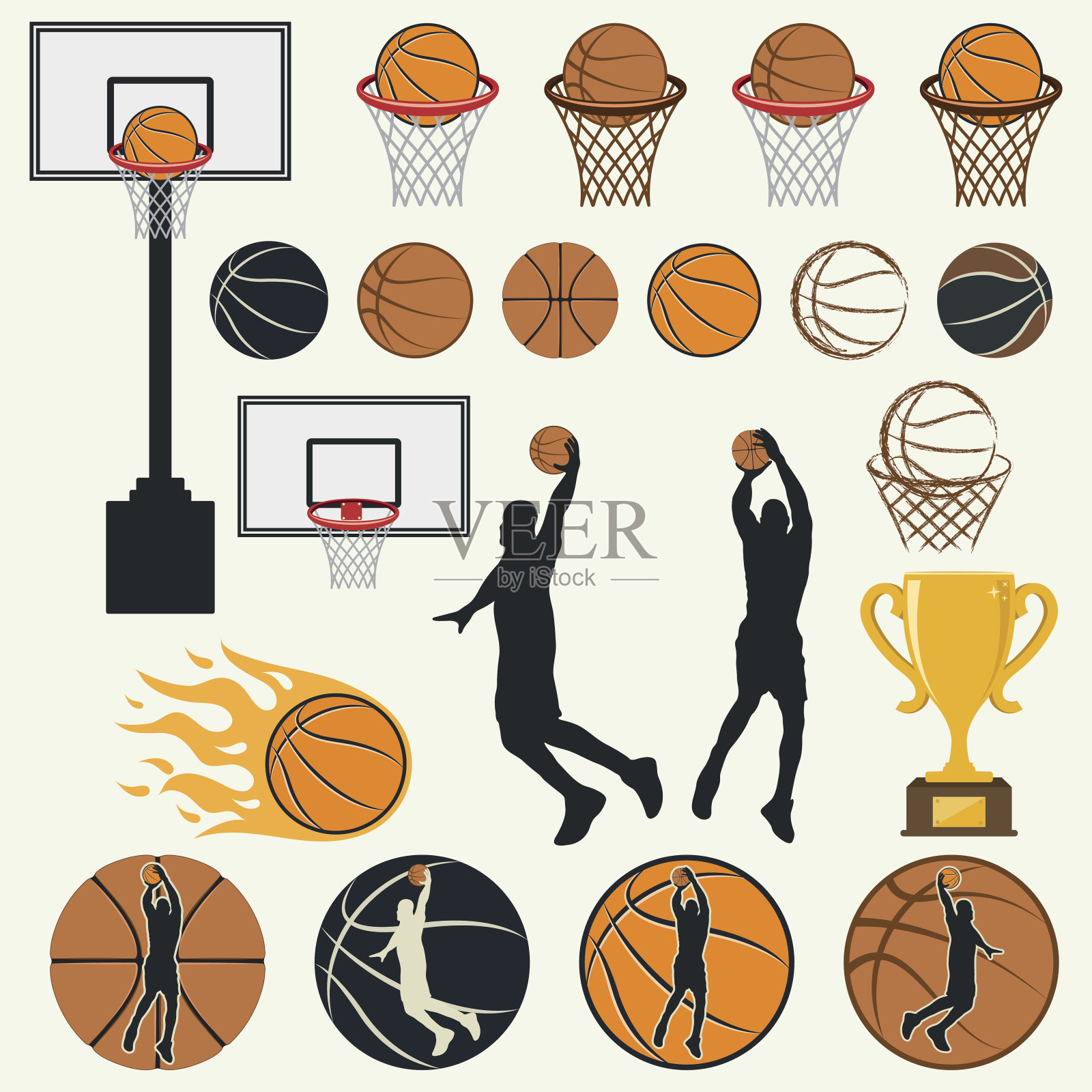 矢量轮廓的篮球插画图片素材
