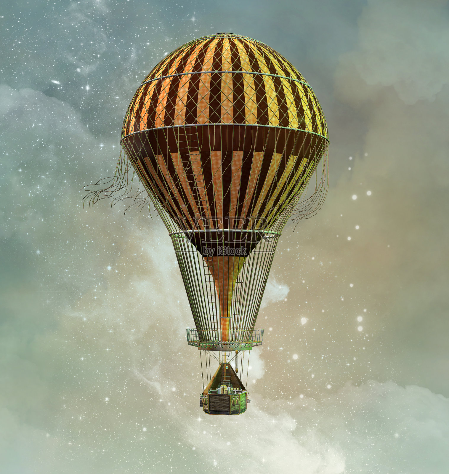梦幻热气球插画图片素材