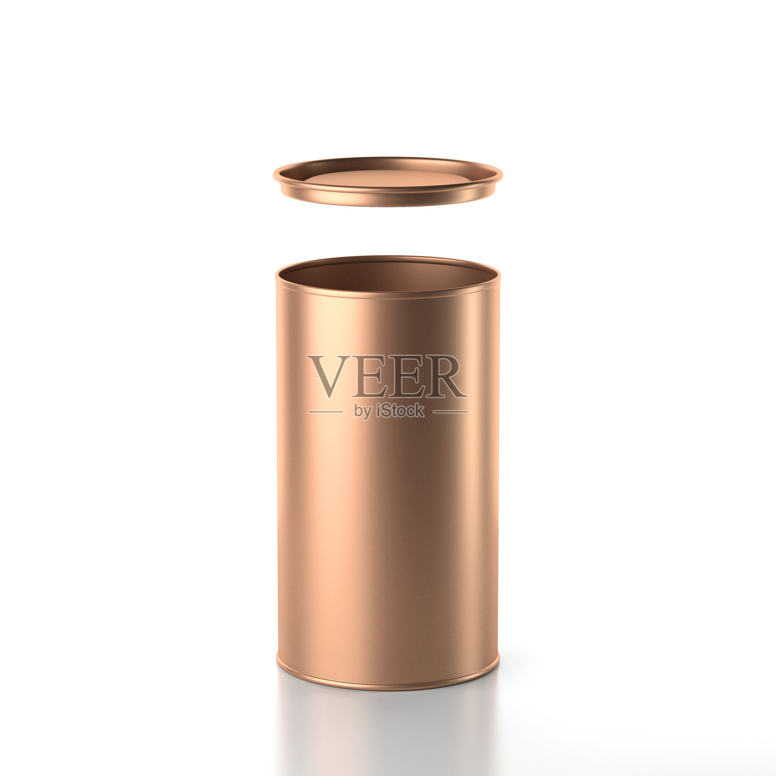 铜色铝锡罐，开盖。罐装包装3d渲染设计元素图片