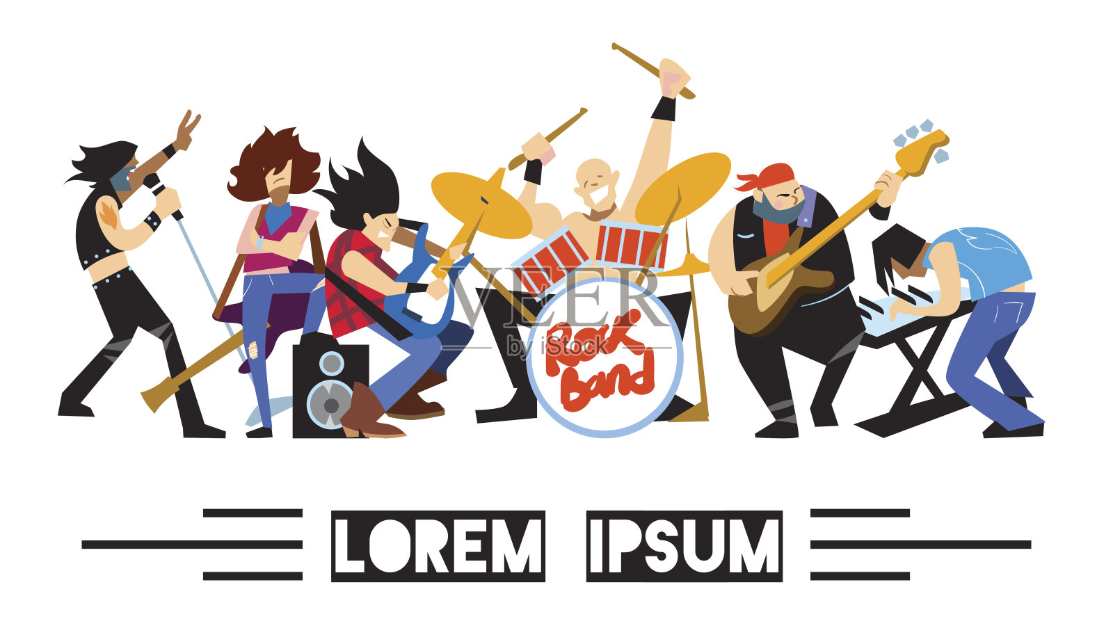 有音乐家的摇滚乐队插画图片素材
