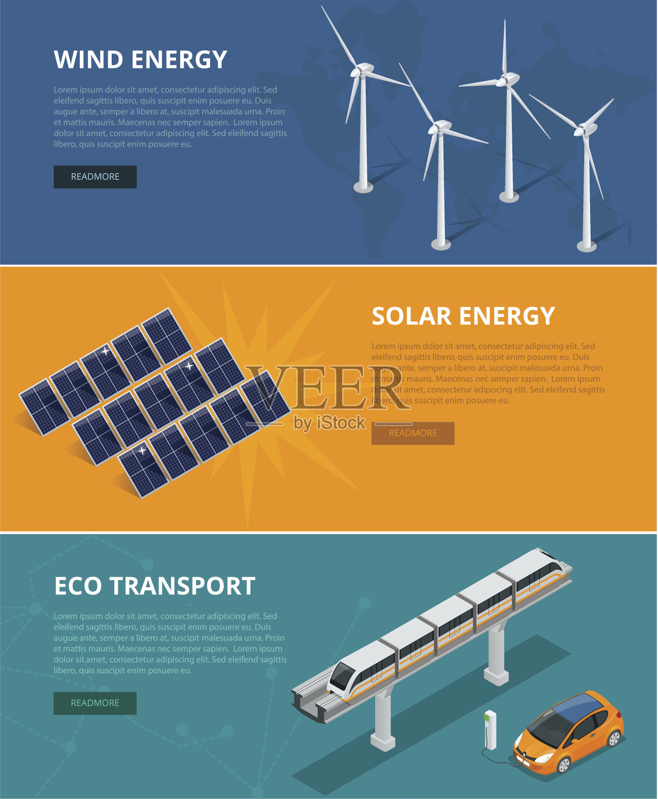 网络背景的生态能源，如风力涡轮机插画图片素材