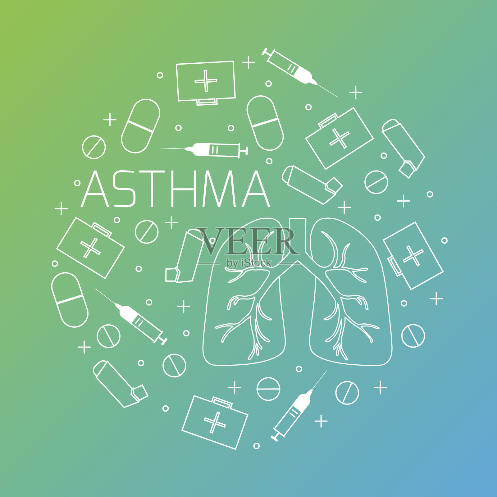 哮喘医疗海报插画图片素材