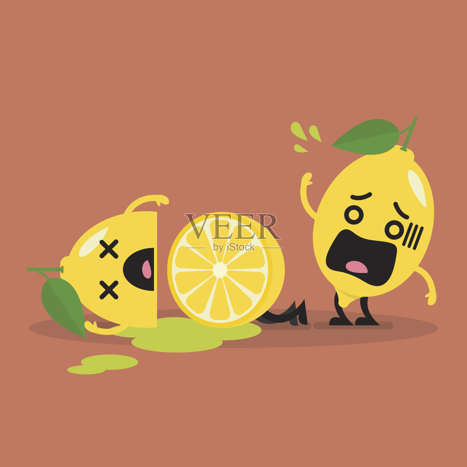 死切柠檬与震惊柠檬插画图片素材