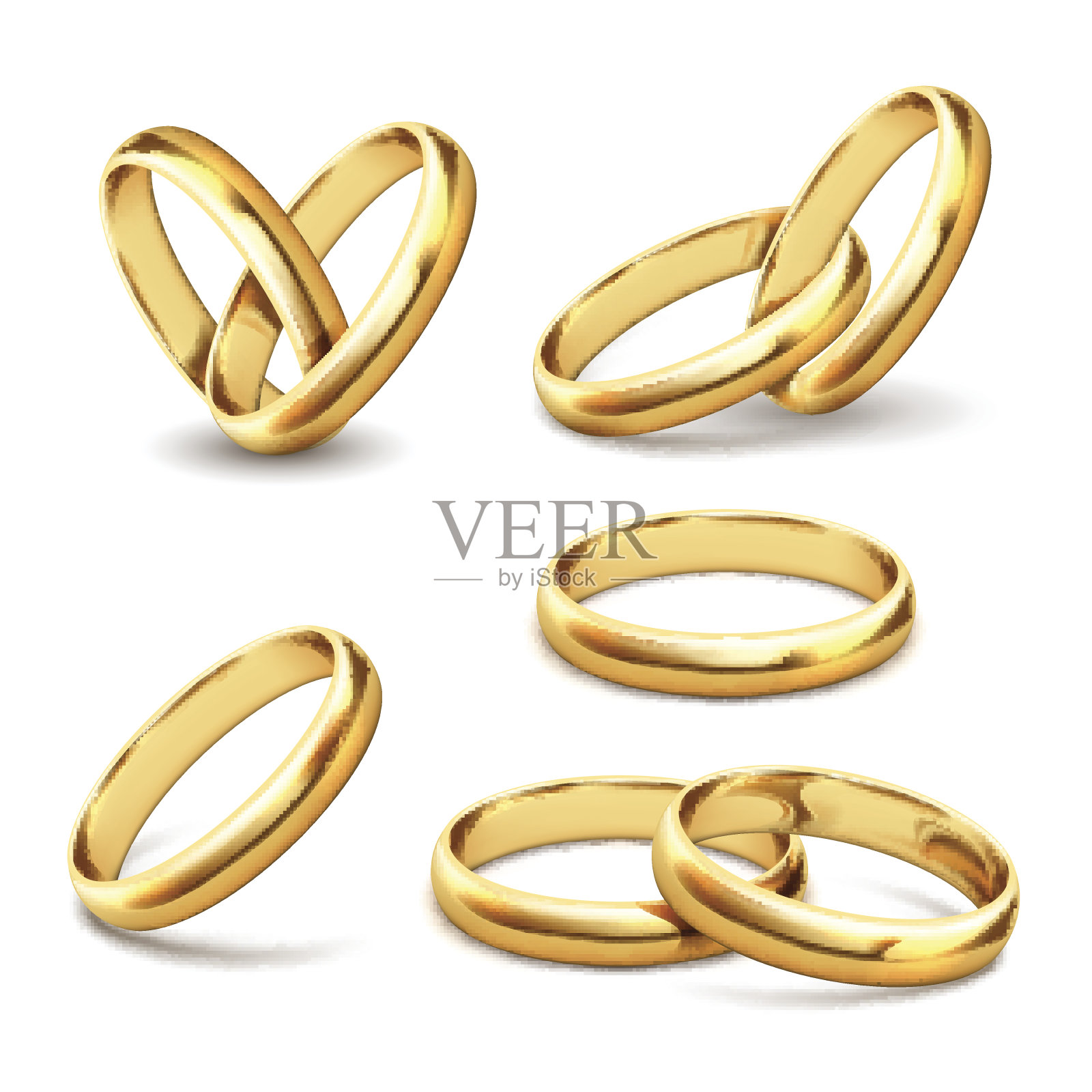 黄金结婚戒指设计元素图片