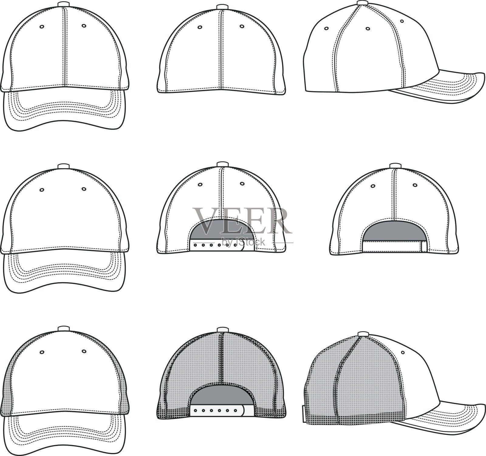 棒球帽模板设计元素图片