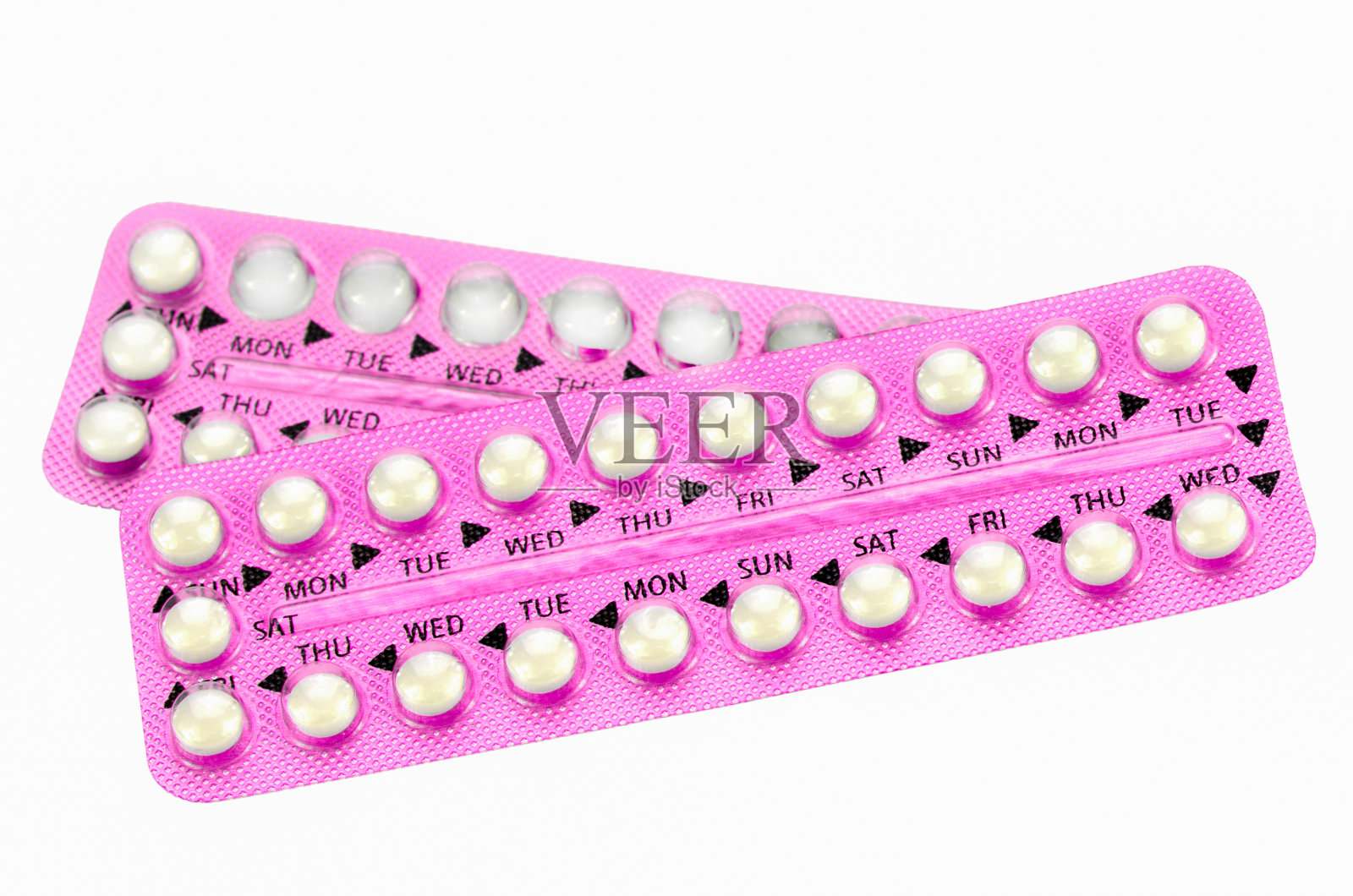 粉色口服避孕药条。照片摄影图片