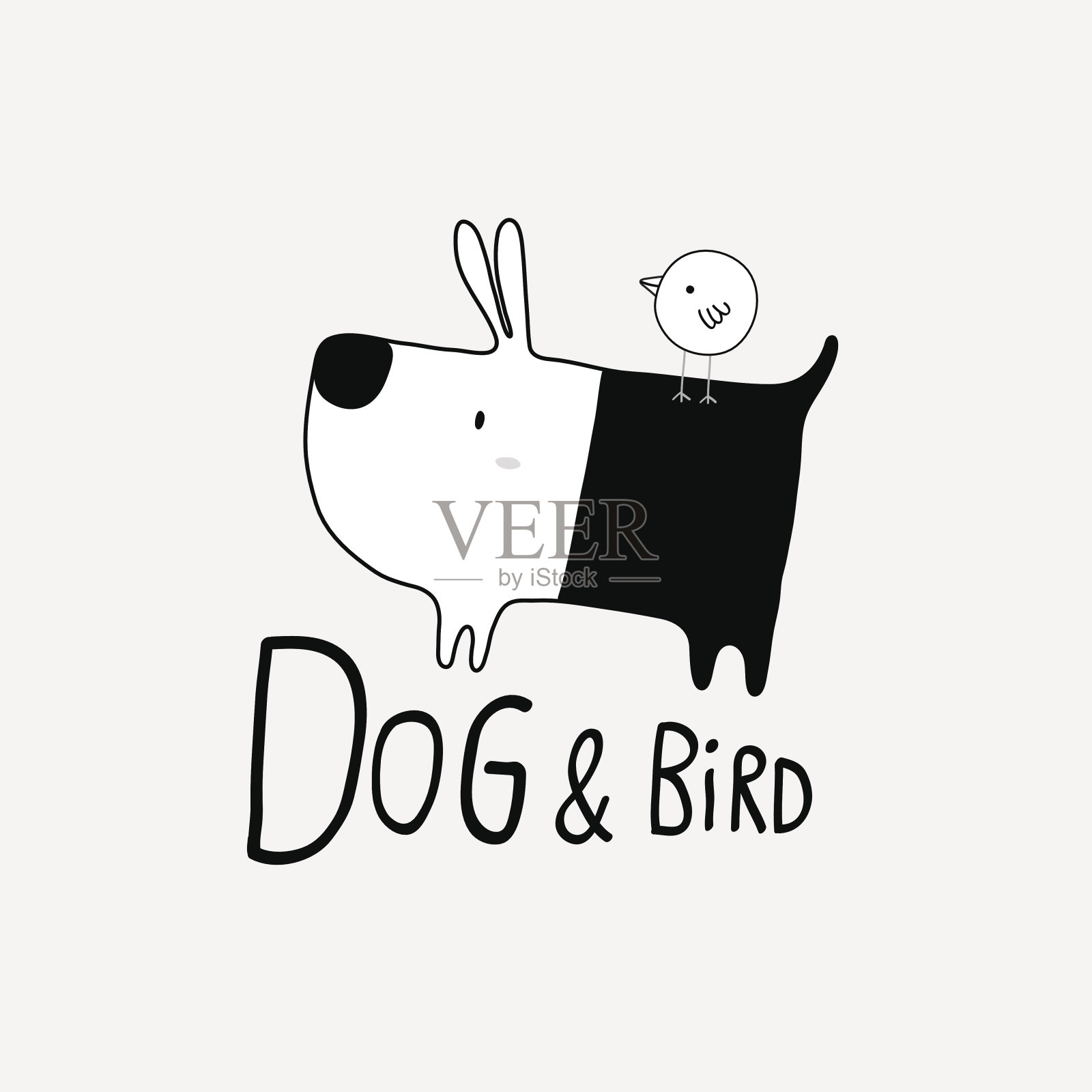 狗和鸟的标志向量插画图片素材