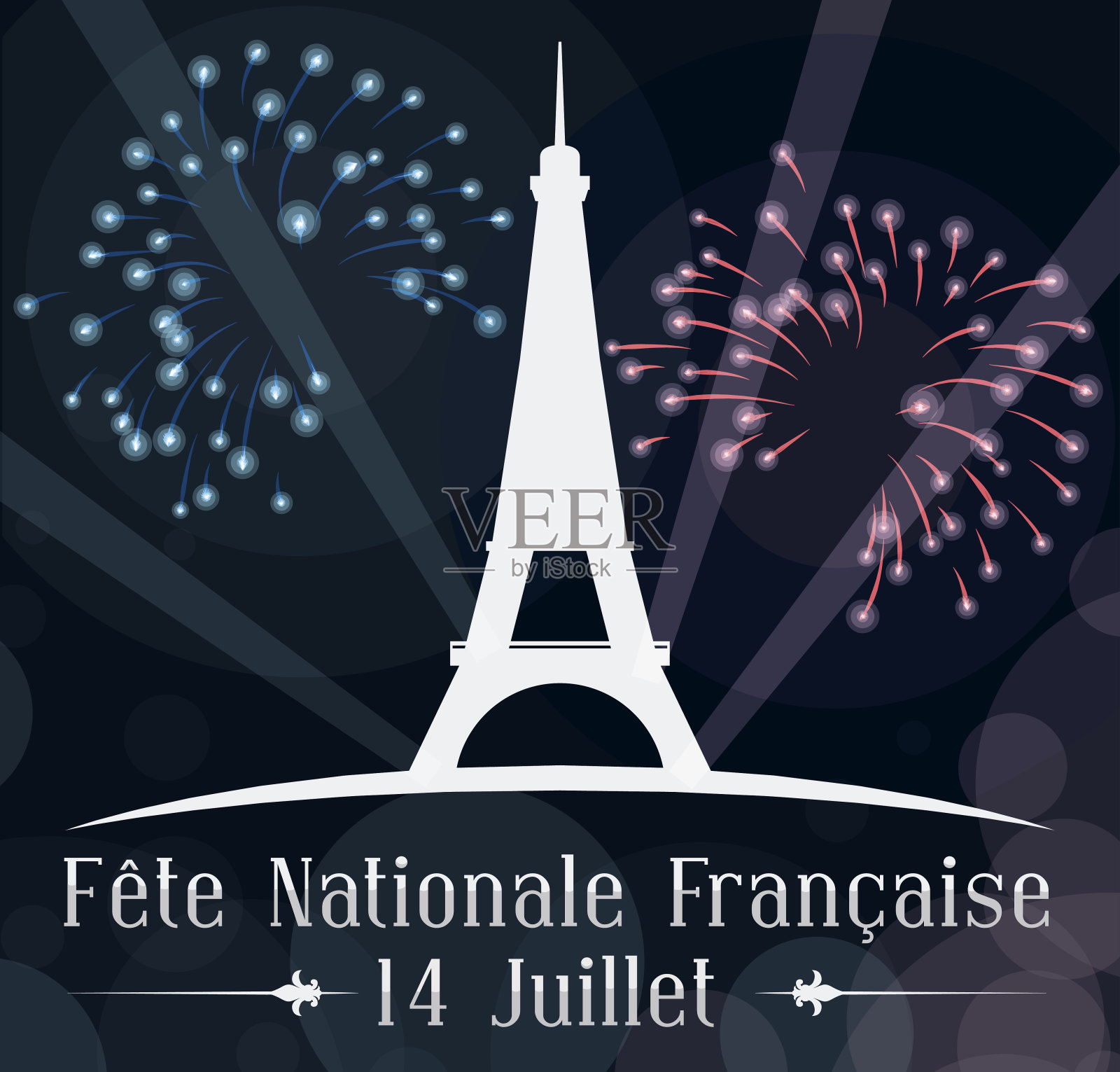 法国独立日庆祝夜的海报插画图片素材