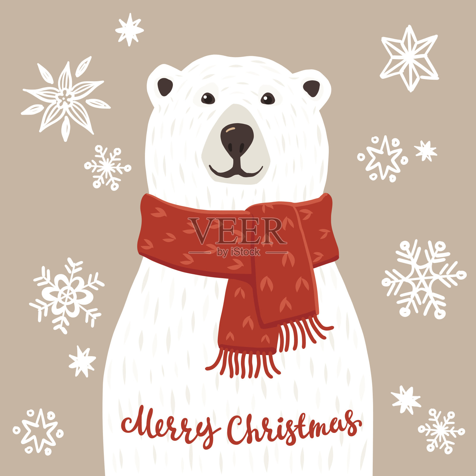 上面写着圣诞快乐的北极熊设计模板素材