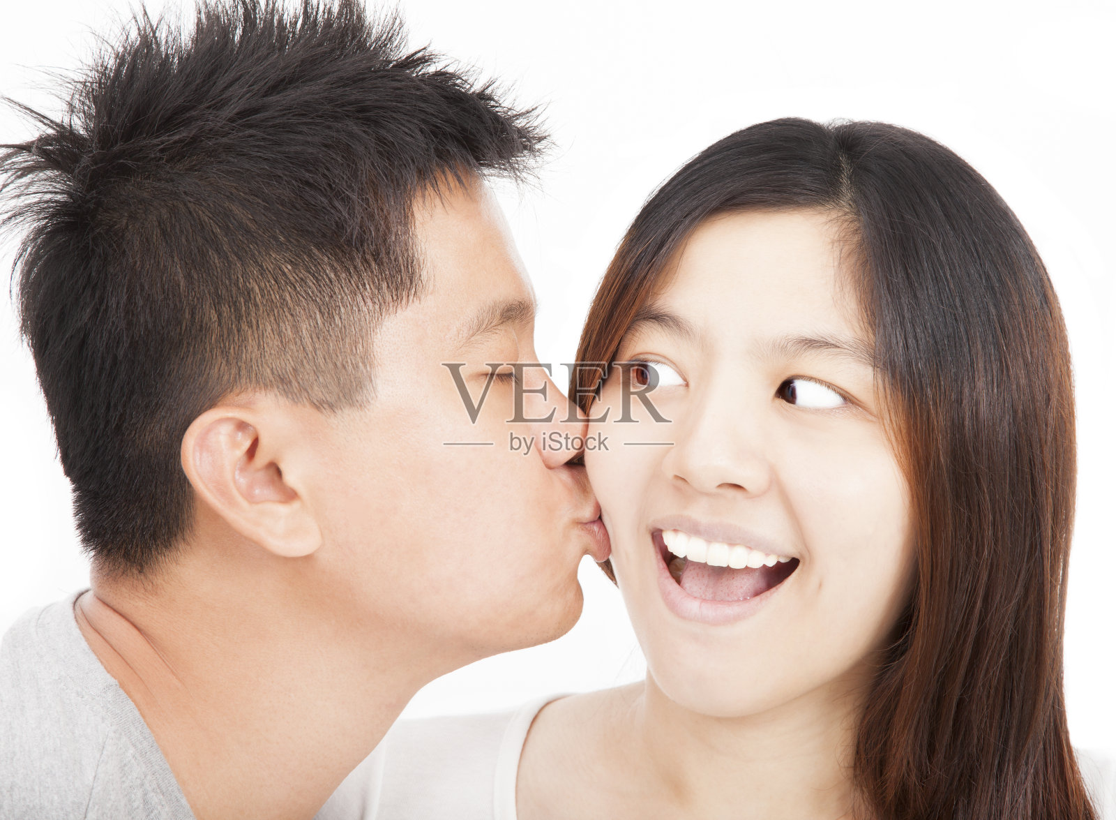 年轻夫妇亲吻照片摄影图片