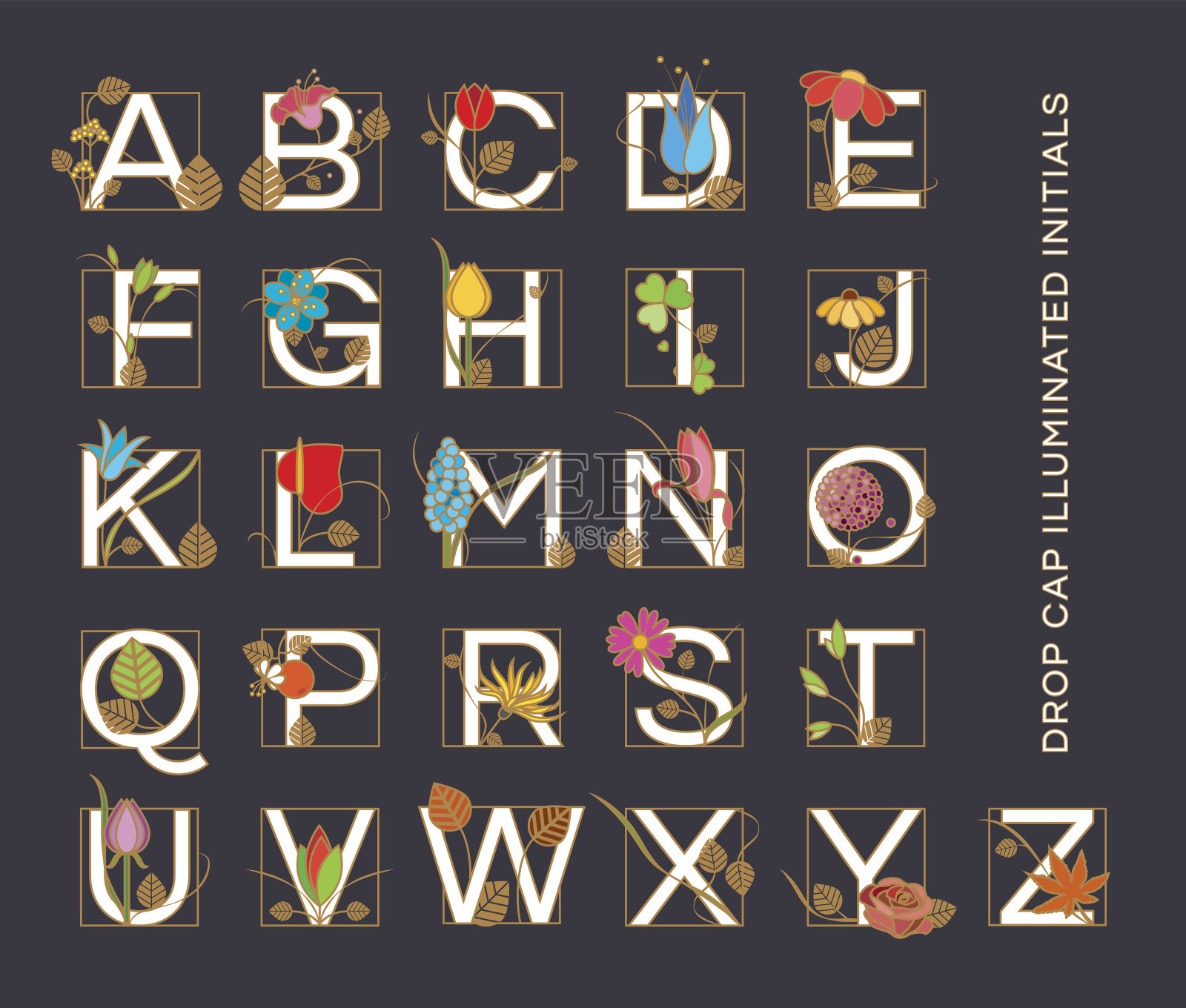 新艺术风格的字母设计元素图片