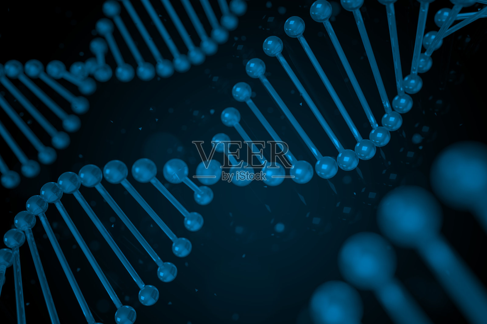 黑色背景上的DNA链插画图片素材