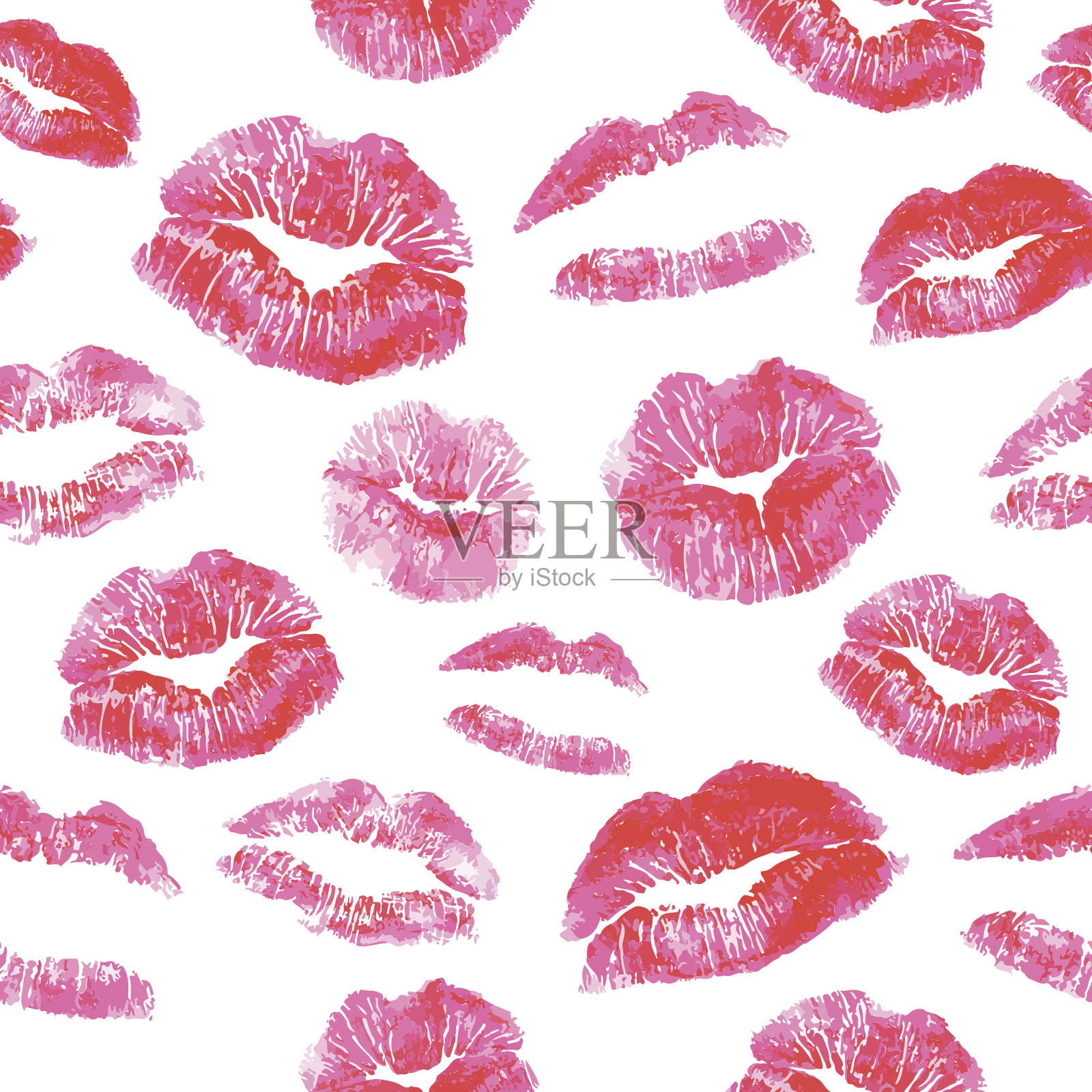 各种粉红色和红色的唇形在白色的背景设计元素图片