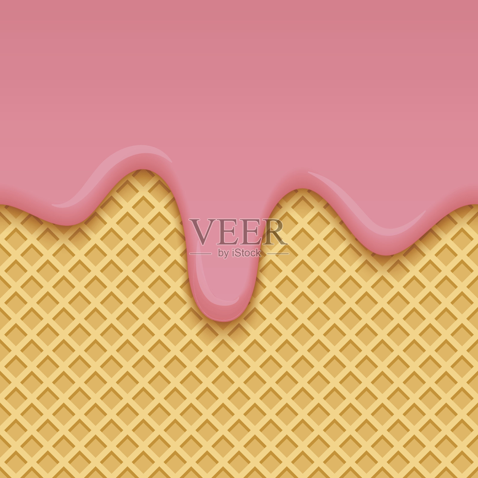 冰淇淋融化在黄色无缝晶圆纹理背景插画图片素材