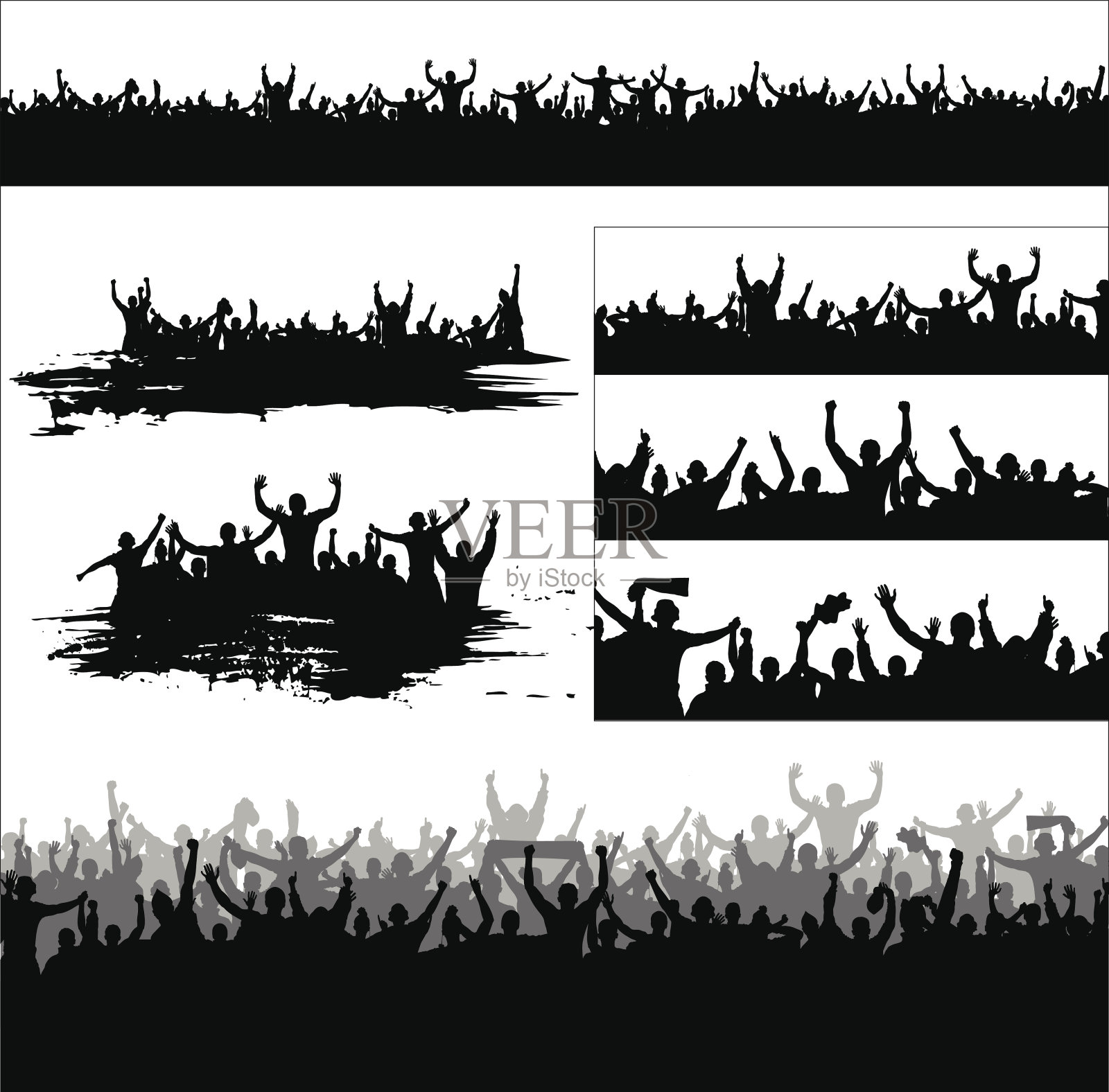 黑色和白色的旗帜为体育和音乐会设置插画图片素材
