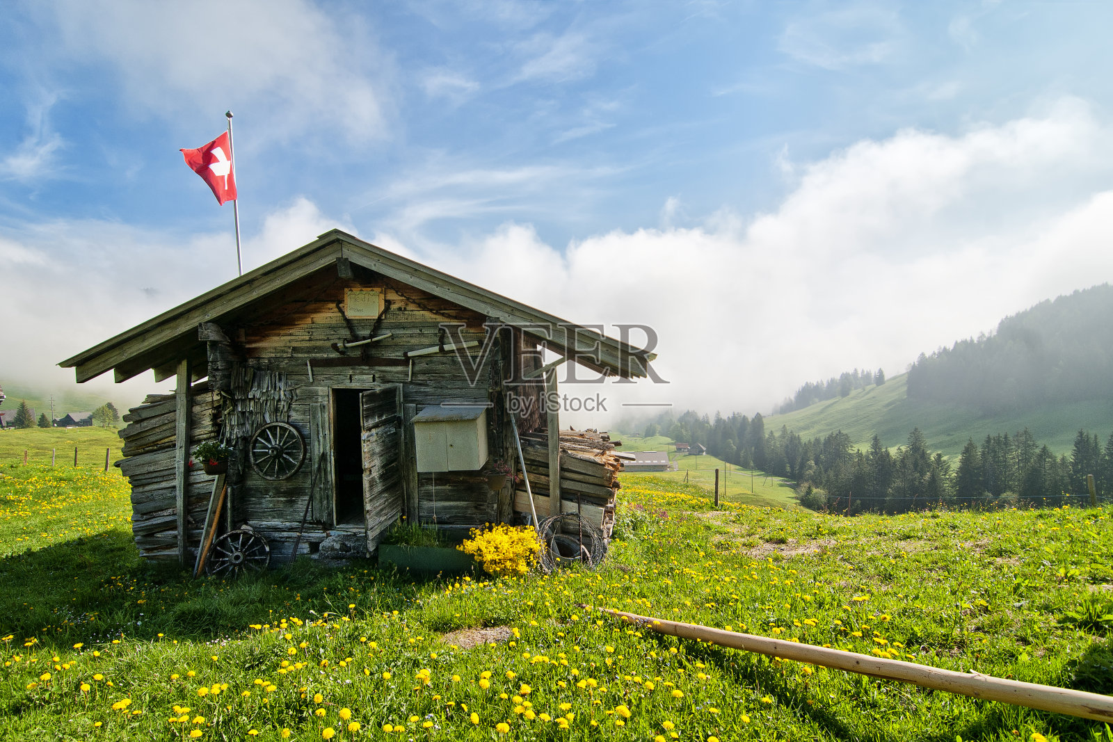 传统的瑞士小屋照片摄影图片