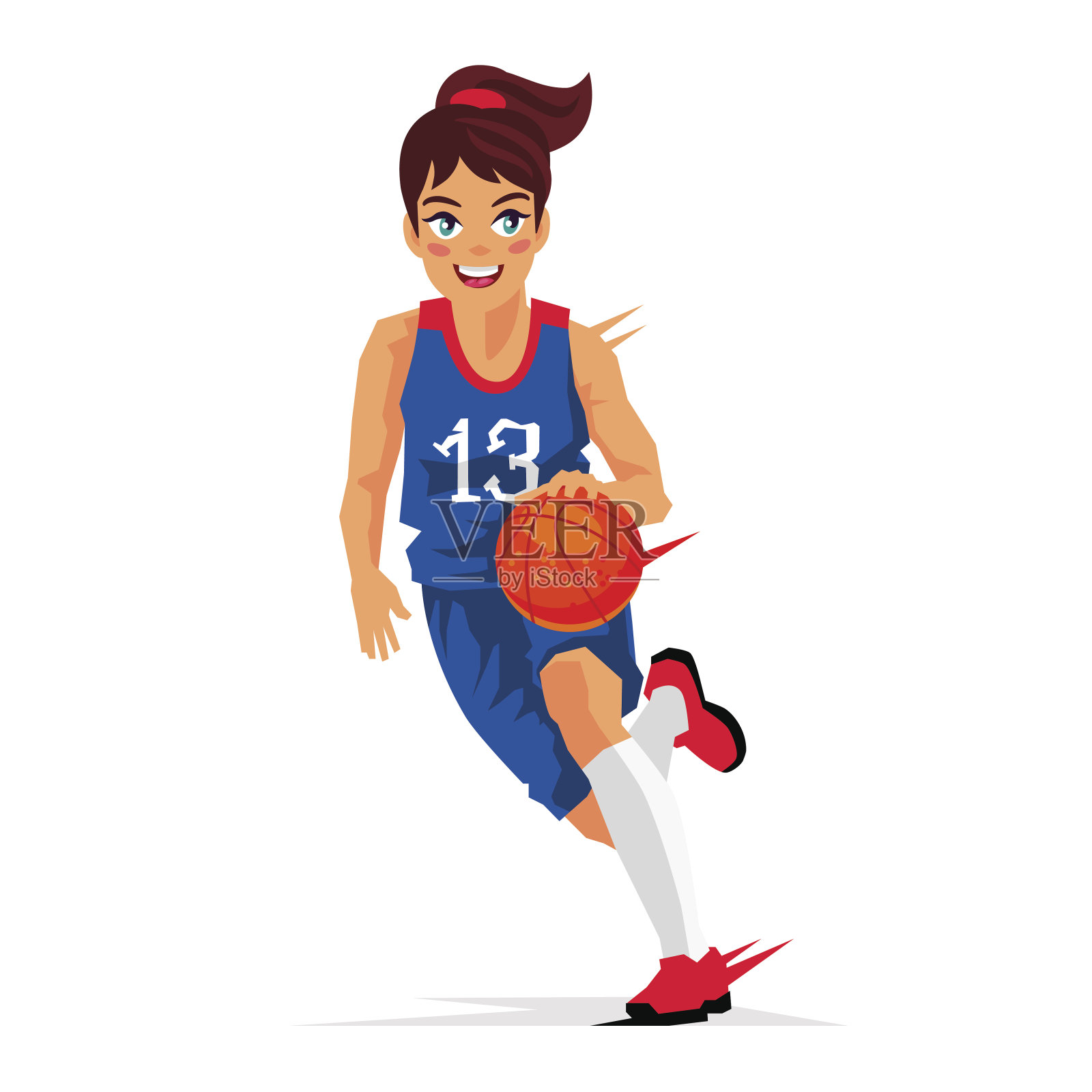 年轻女子篮球运动员插画图片素材