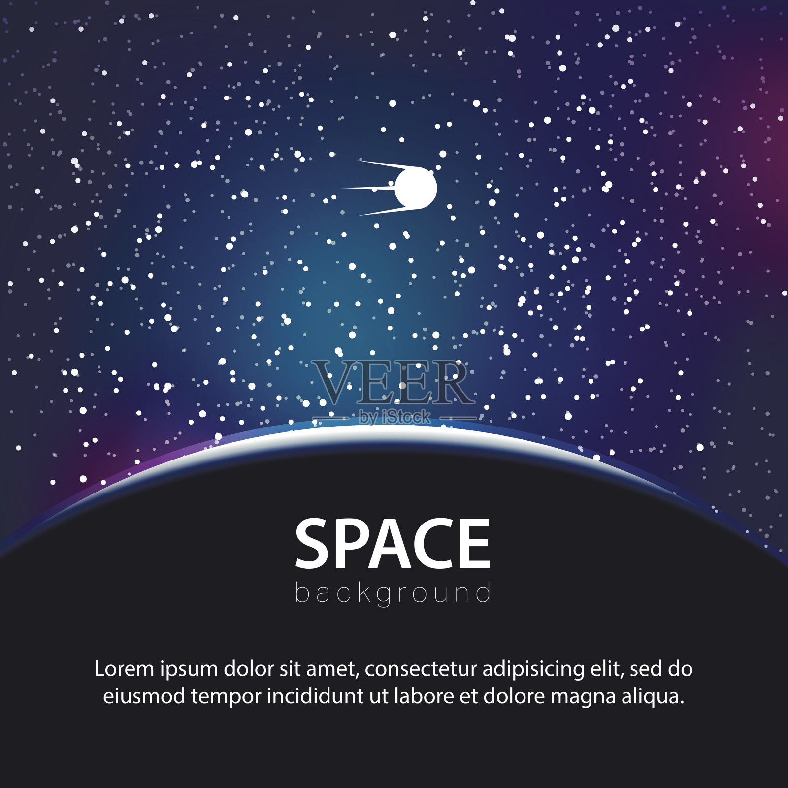 带有行星和卫星的矢量空间背景插画图片素材