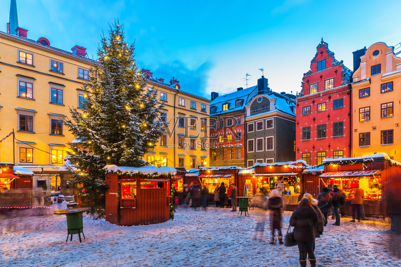 瑞典斯德哥尔摩的圣诞集市照片摄影图片