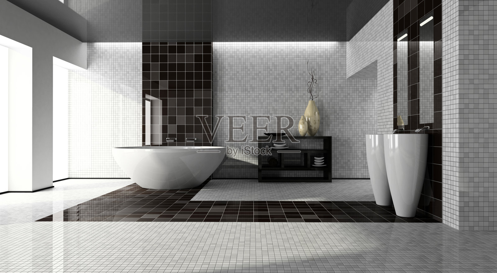 室内的现代浴室3D照片摄影图片