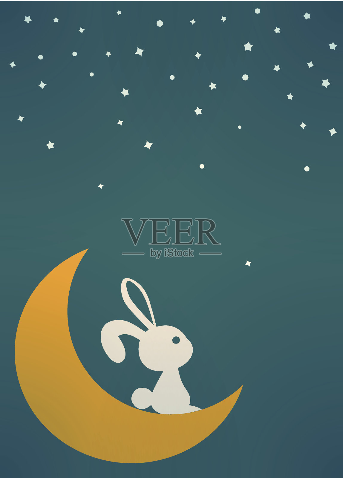 月亮上的兔子-矢量文件EPS10插画图片素材