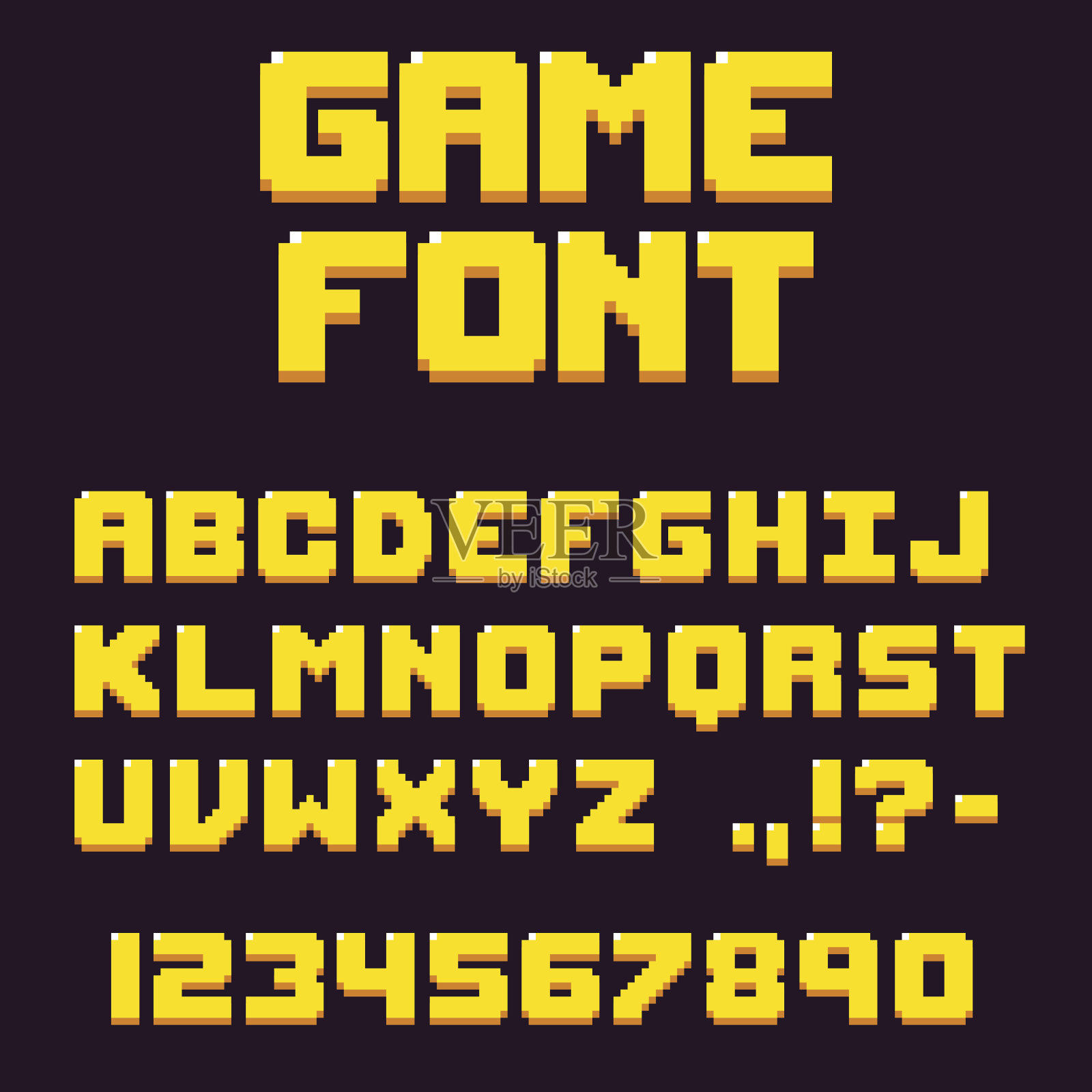 像素复古视频游戏字体设计元素图片