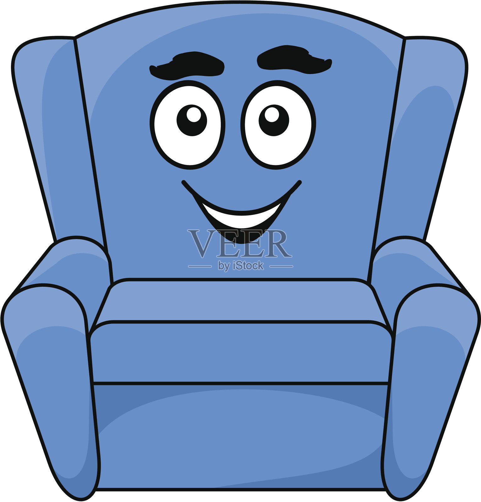 舒适的软垫蓝色扶手椅设计元素图片