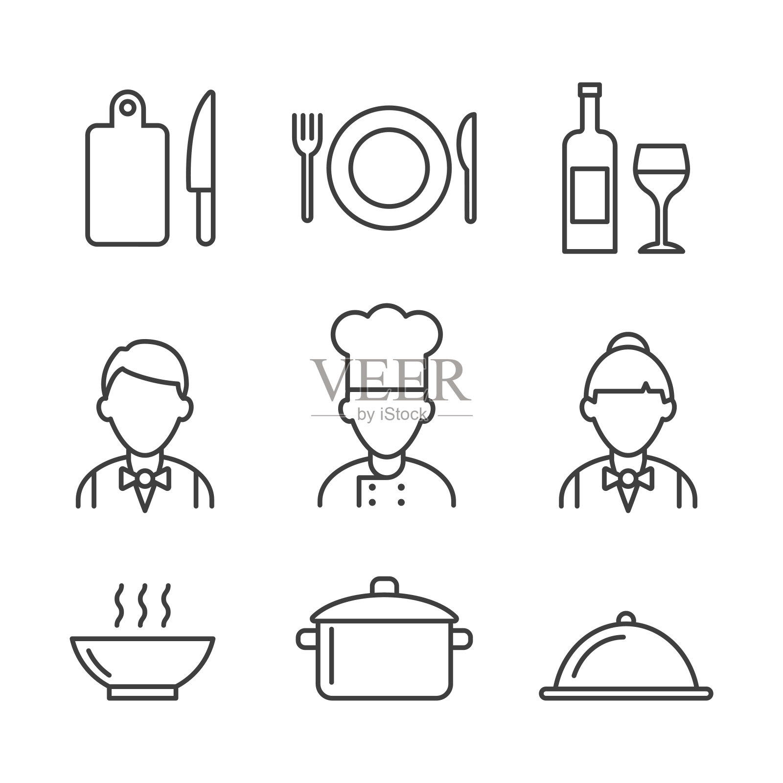 餐厅的图标集。厨房里的图标图标素材