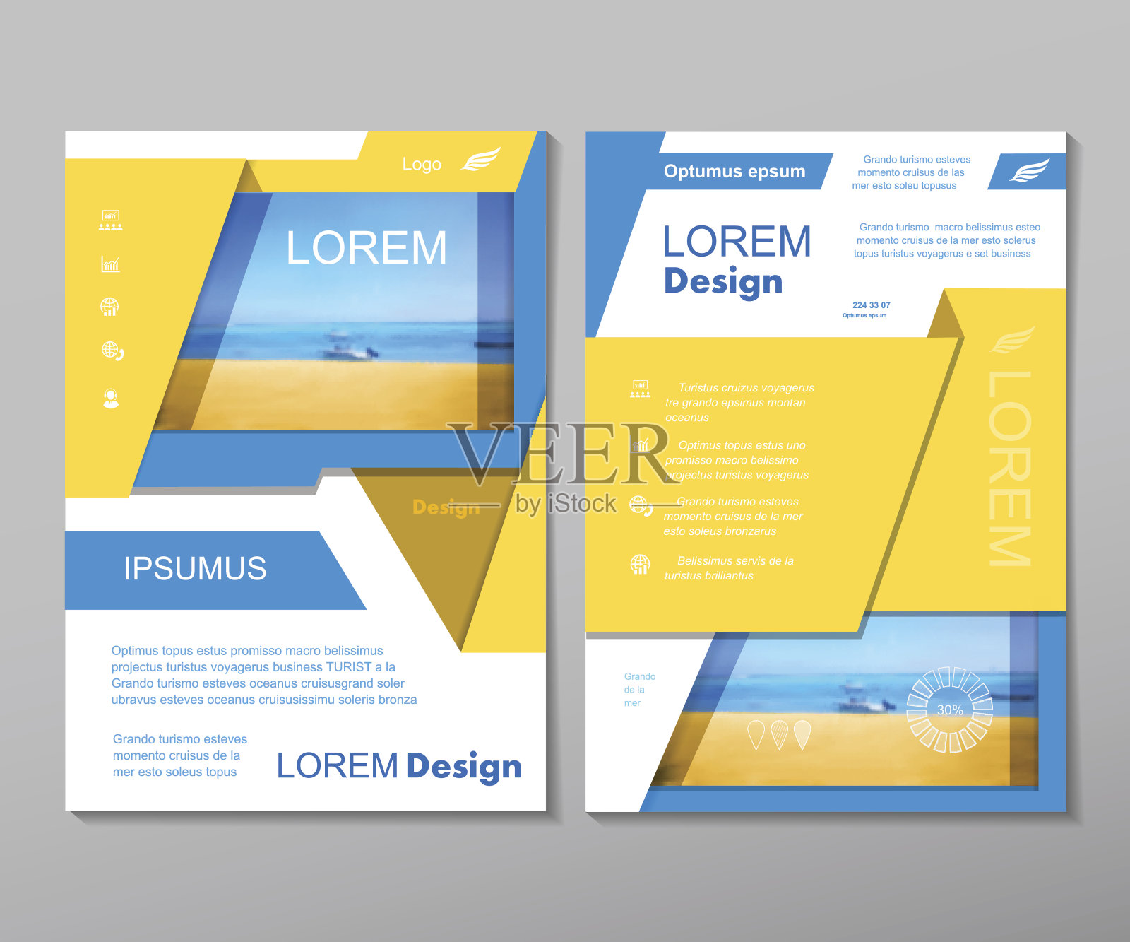 黄折集年度报告宣传册传单设计模板向量设计模板素材