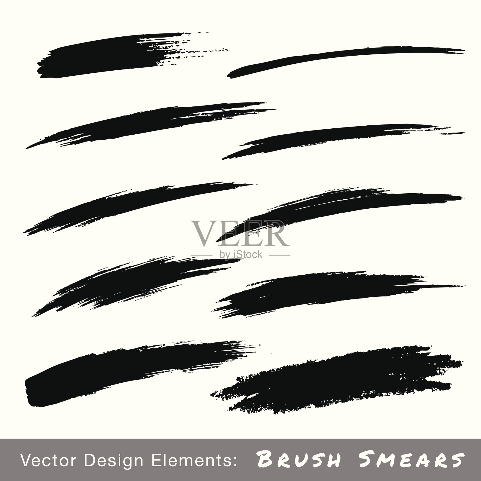 一套手绘Grunge画笔涂抹设计元素图片