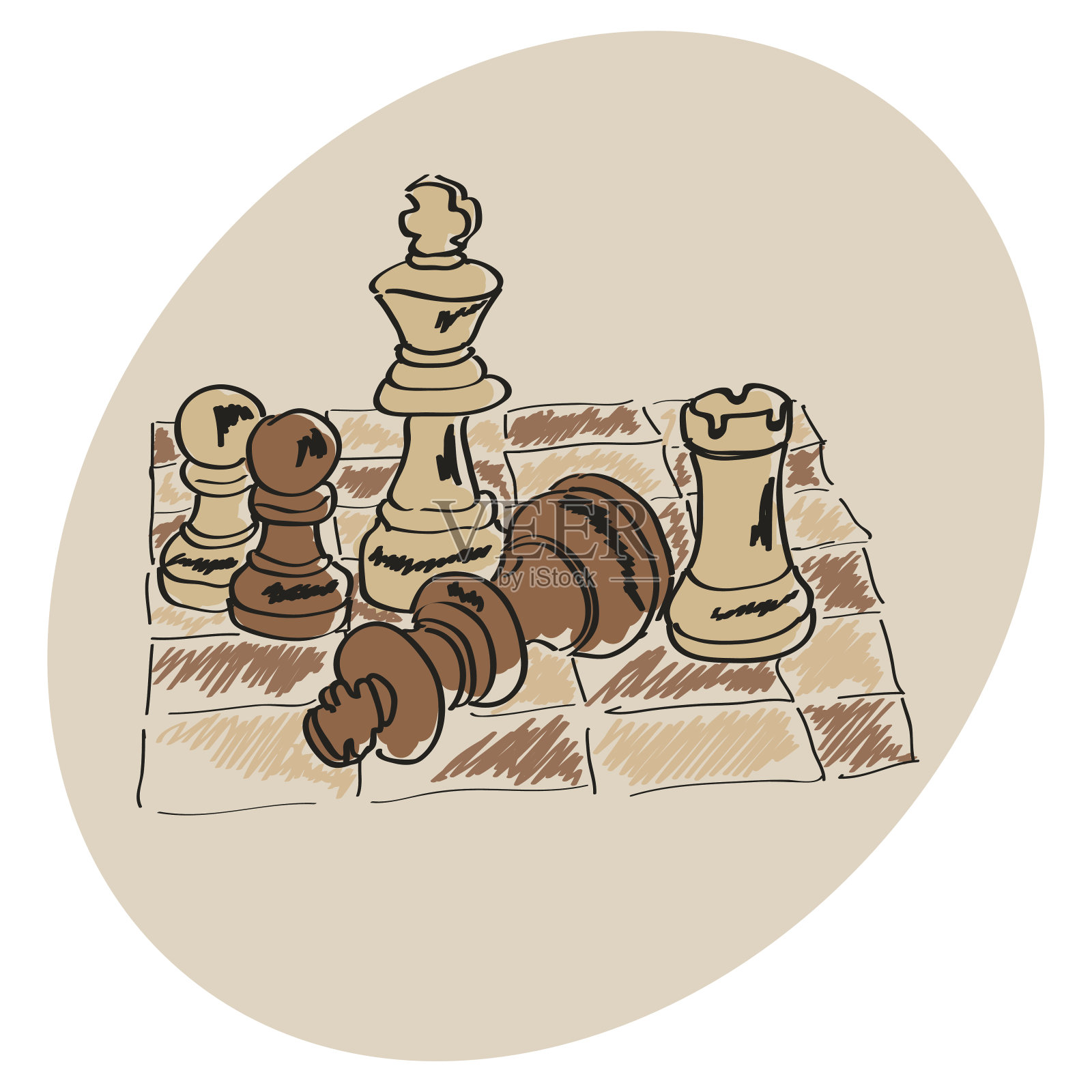国际象棋在棋盘上插画图片素材
