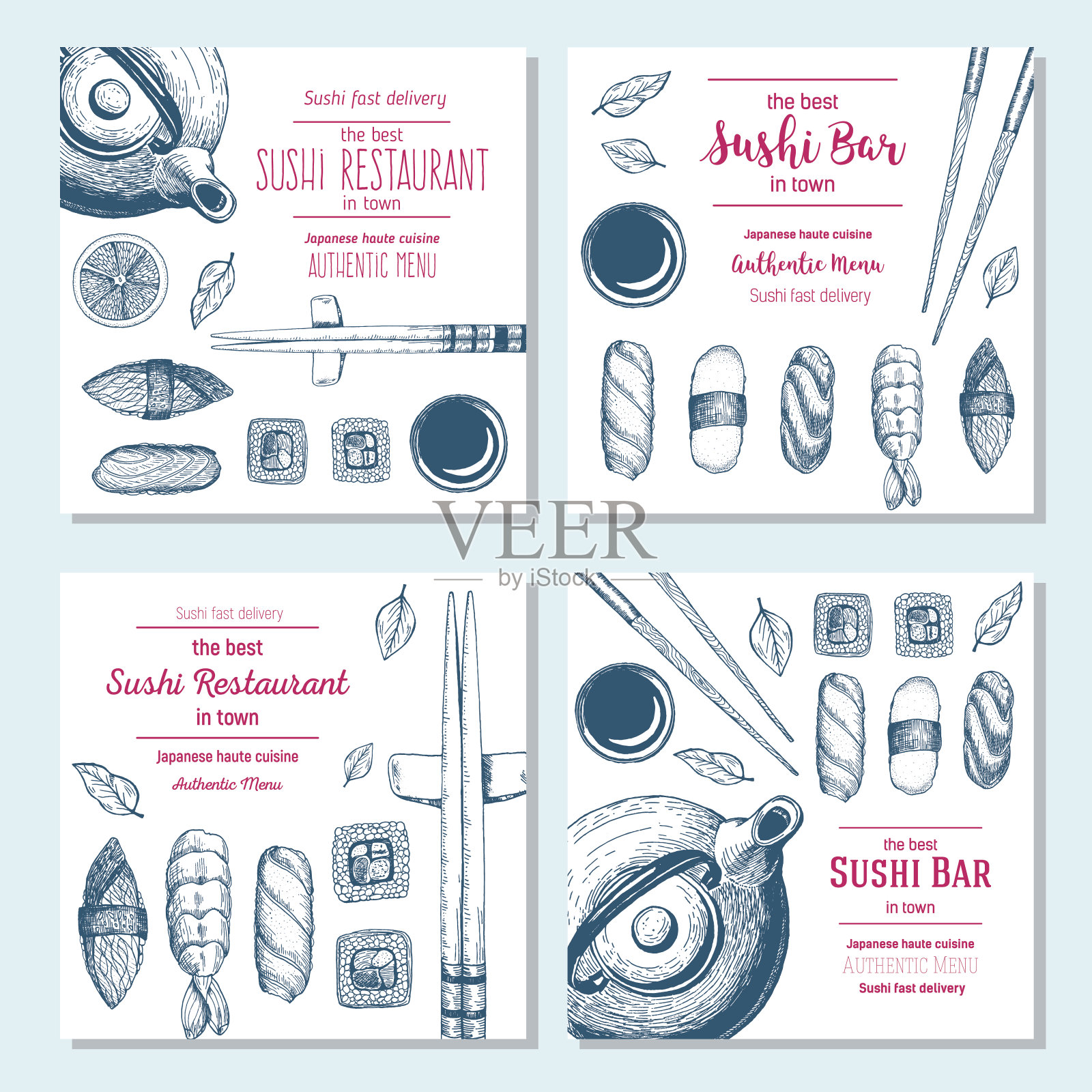 寿司亚洲食品设计传单。设计模板素材