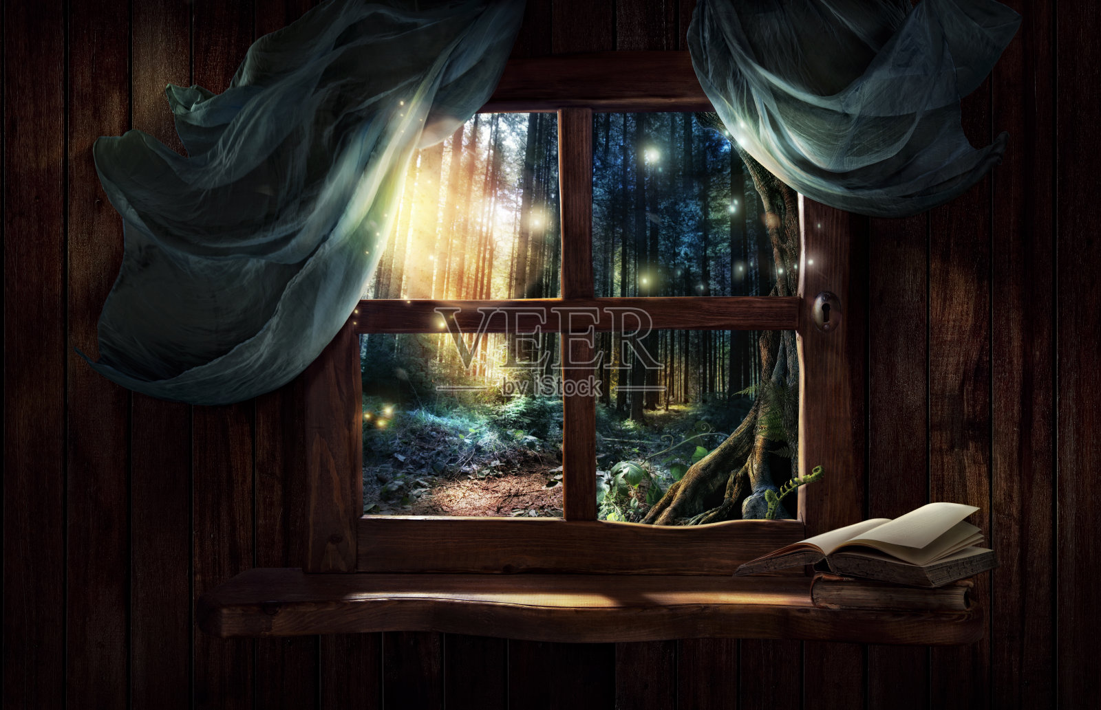 魔法之窗与精灵森林照片摄影图片