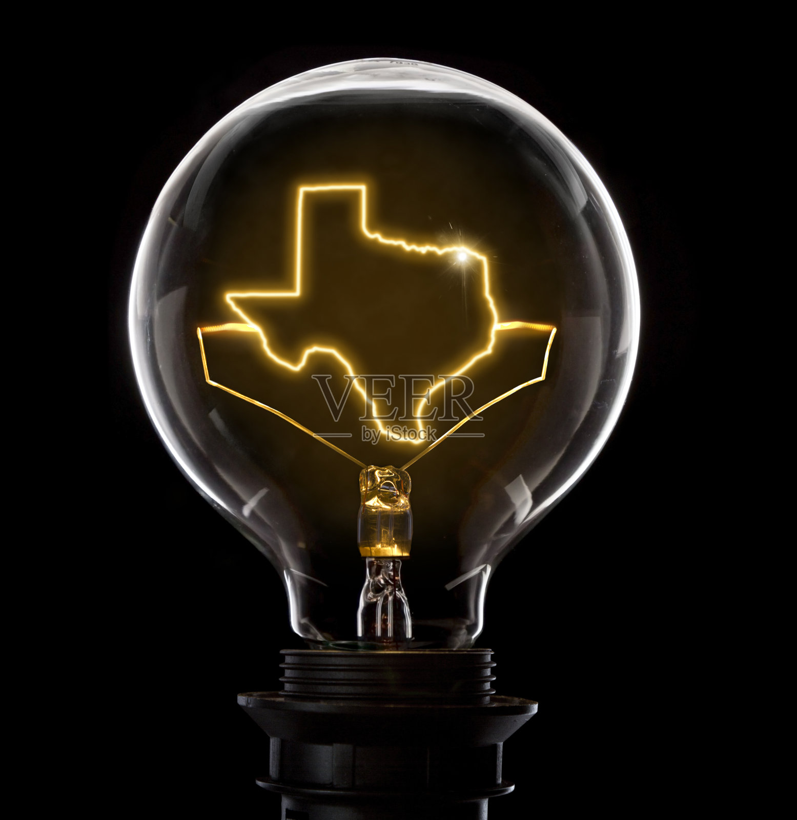 德州形状的发光灯泡(系列)照片摄影图片