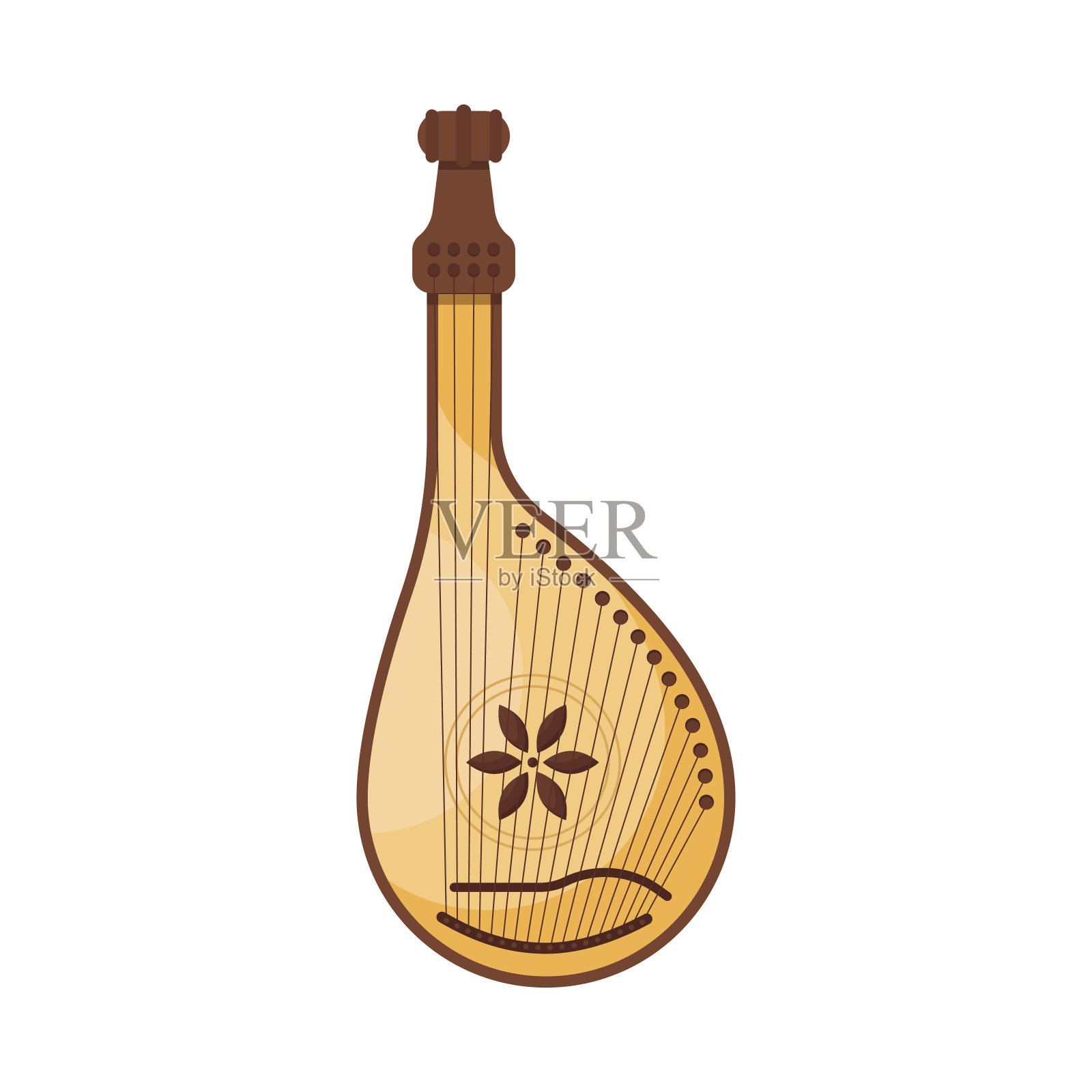 矢量扁平风格乌克兰传统乐器班杜拉。插画图片素材