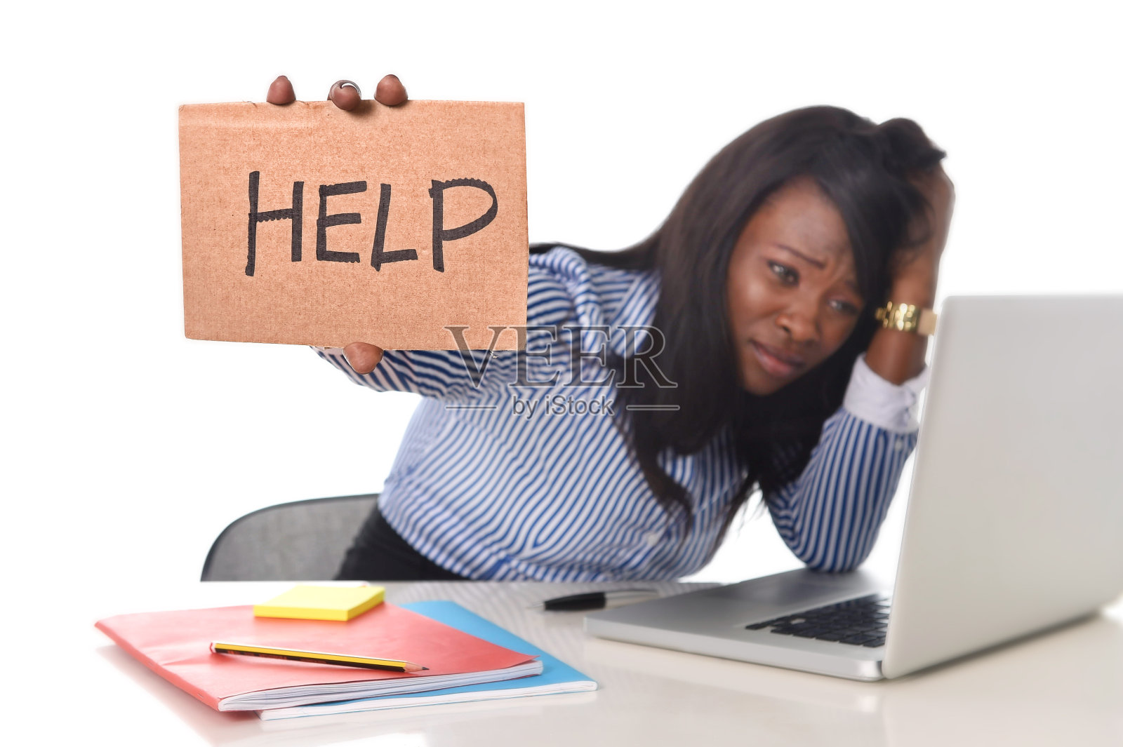 非裔美国黑人女性的工作压力照片摄影图片