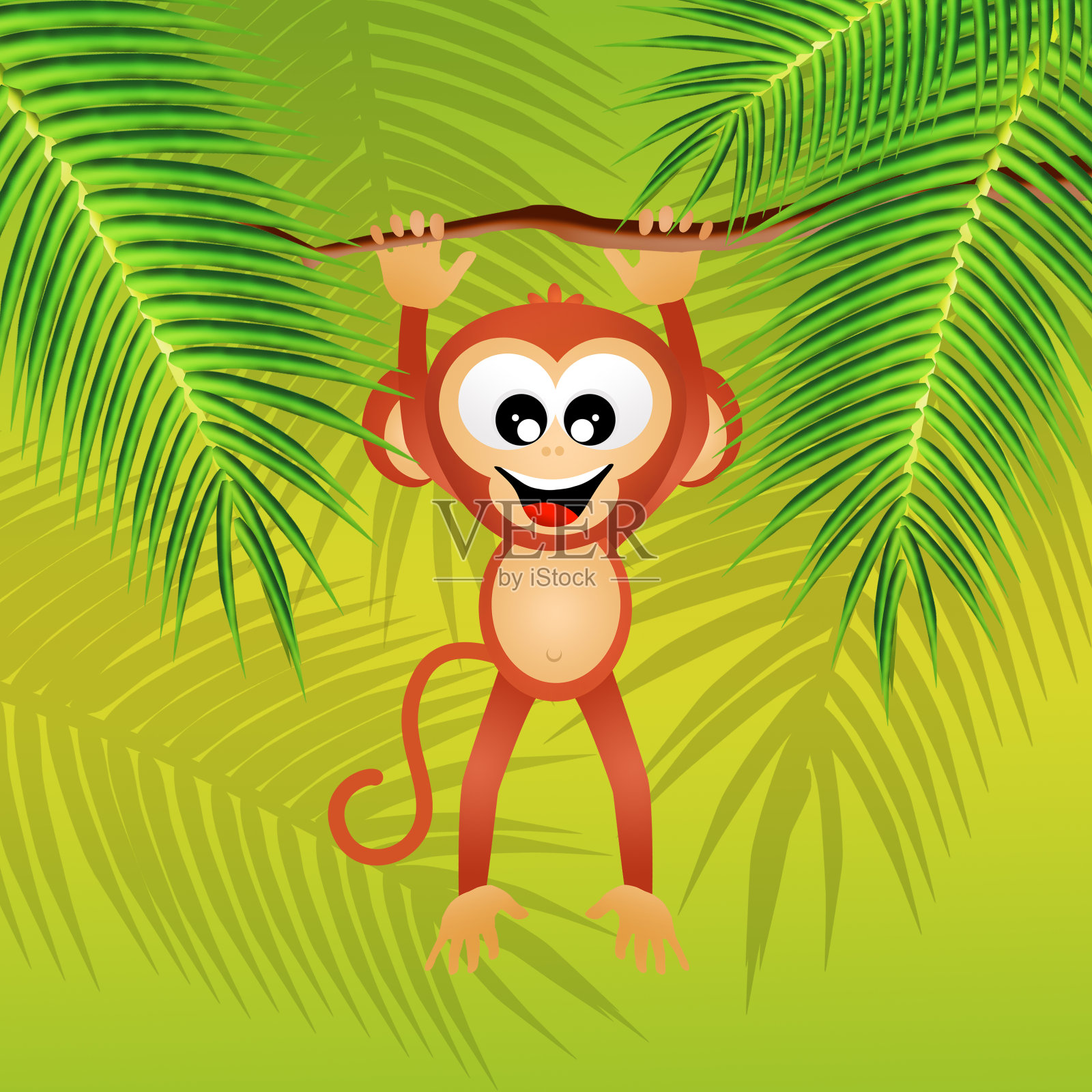 森林中的猴子插画图片素材
