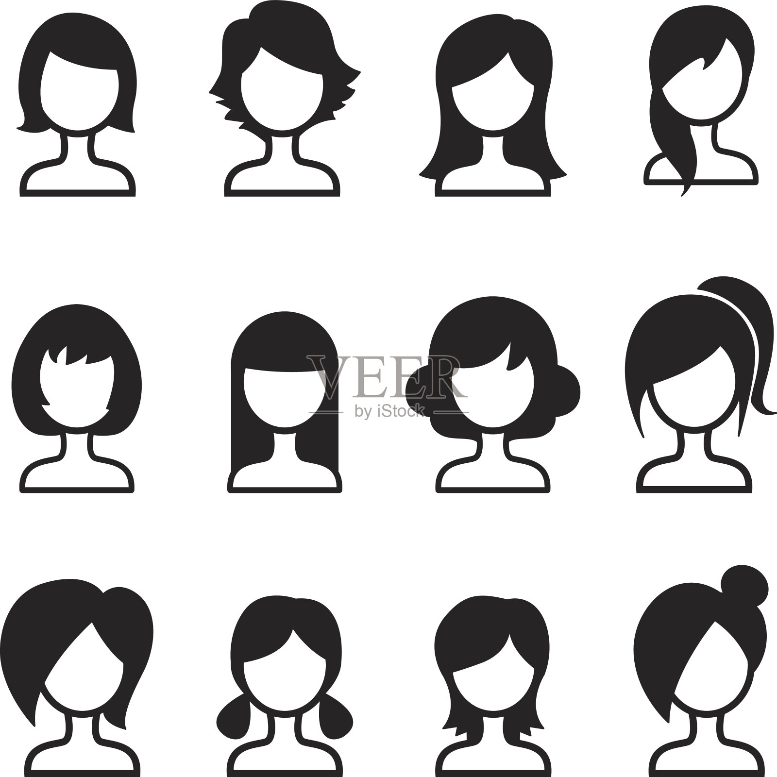 女人发型偶像Set图标素材