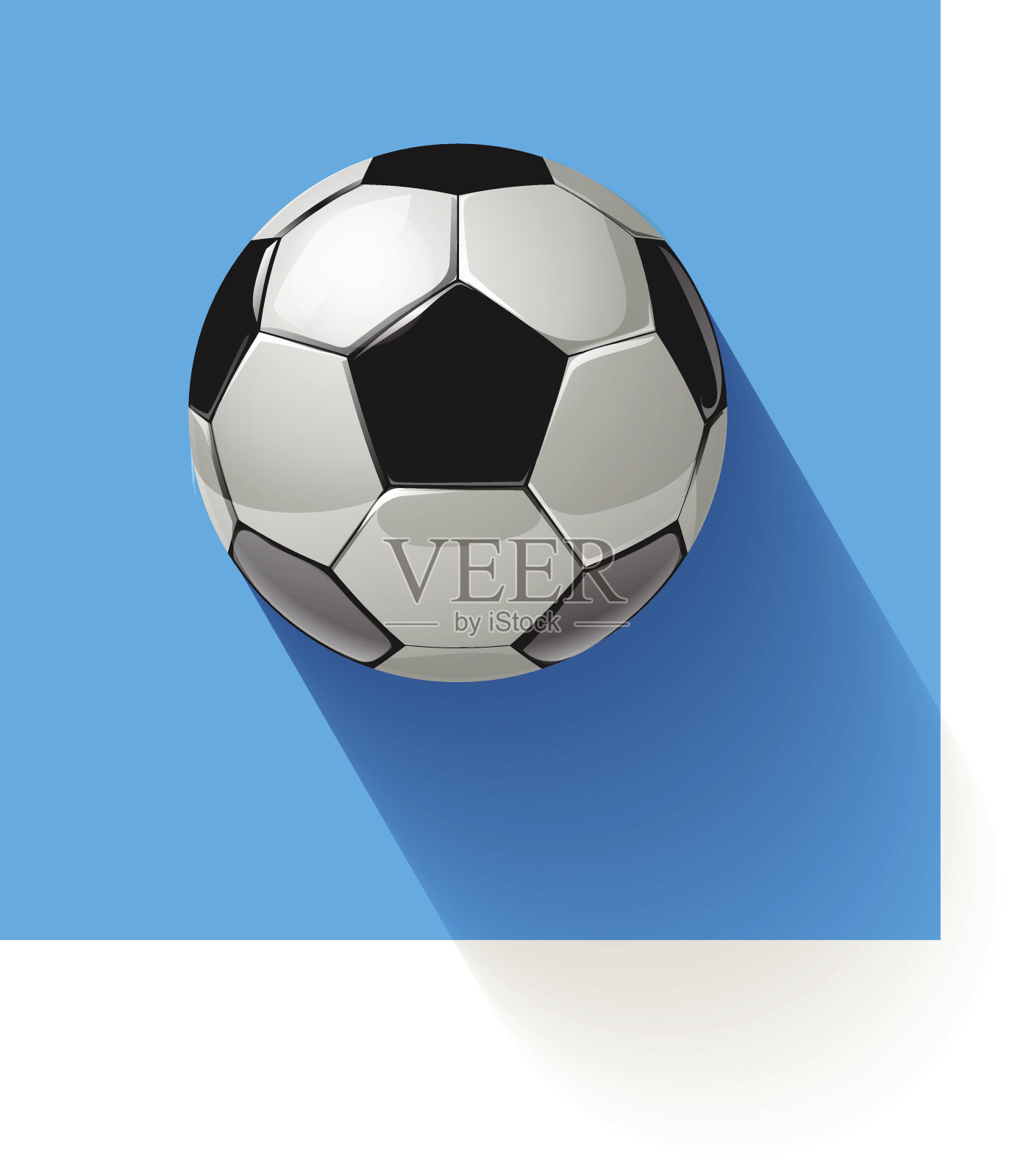 蓝色背景下的足球。矢量插图。插画图片素材