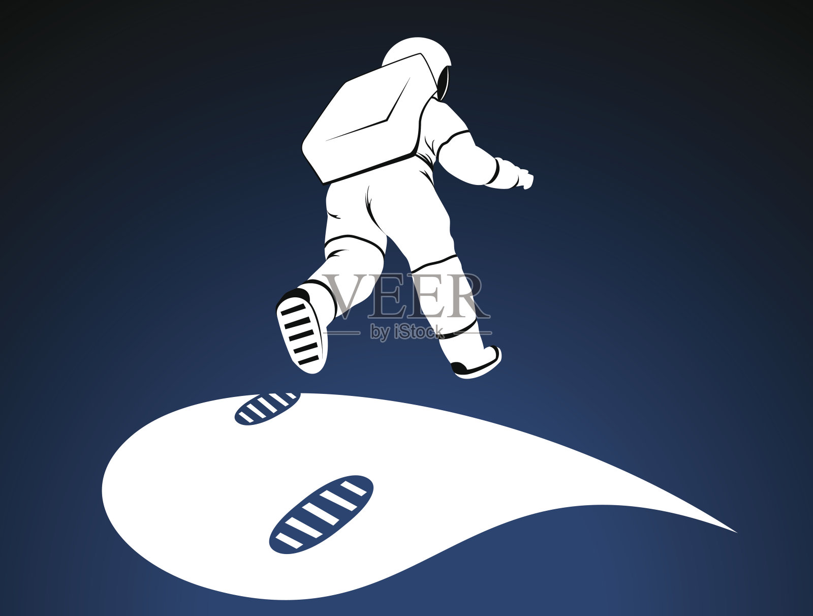 在行星表面弹跳宇航员插画图片素材