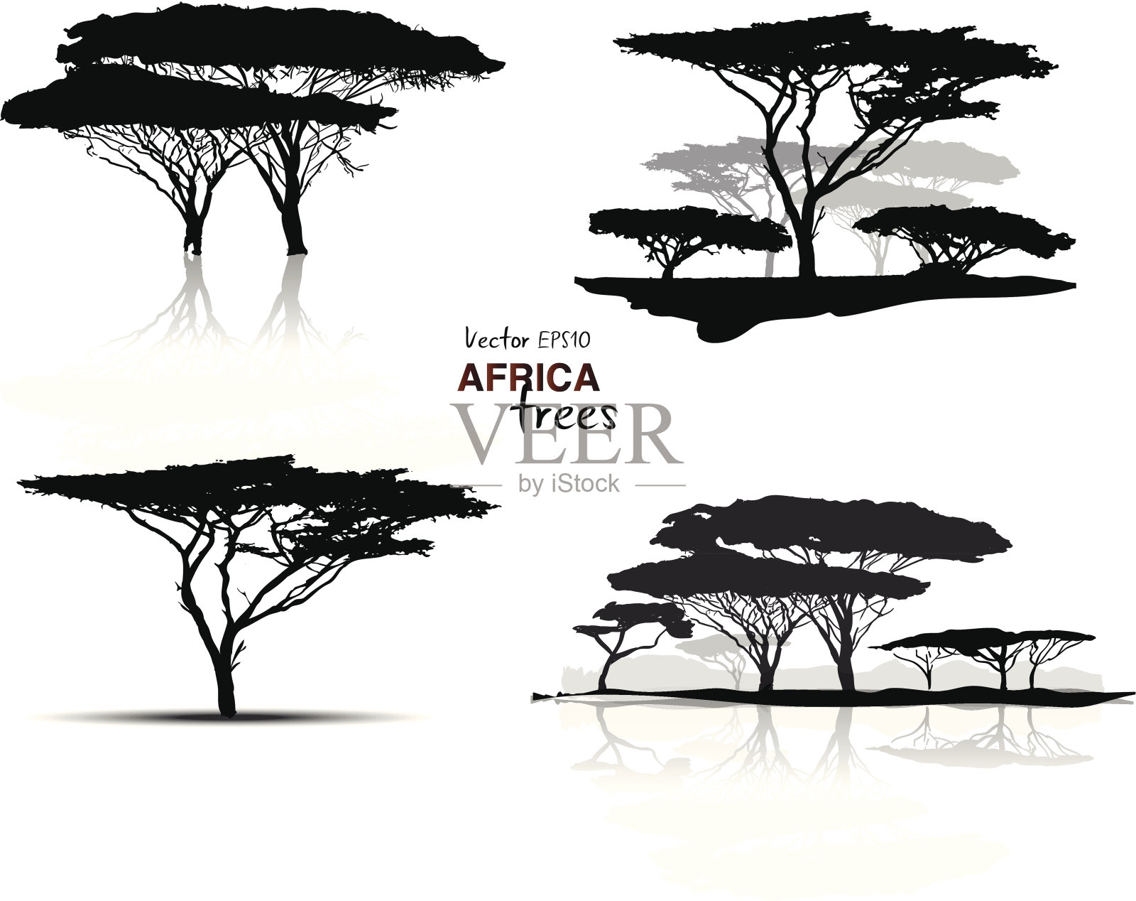 非洲树木的剪影插画图片素材