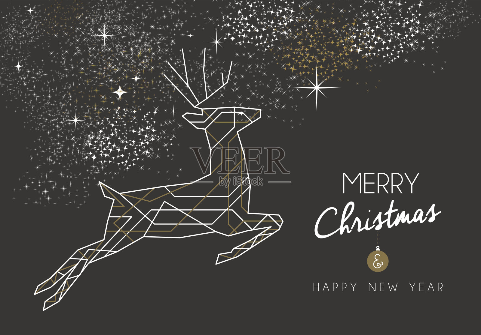 圣诞快乐，新年鹿装饰艺术大纲背景图片素材