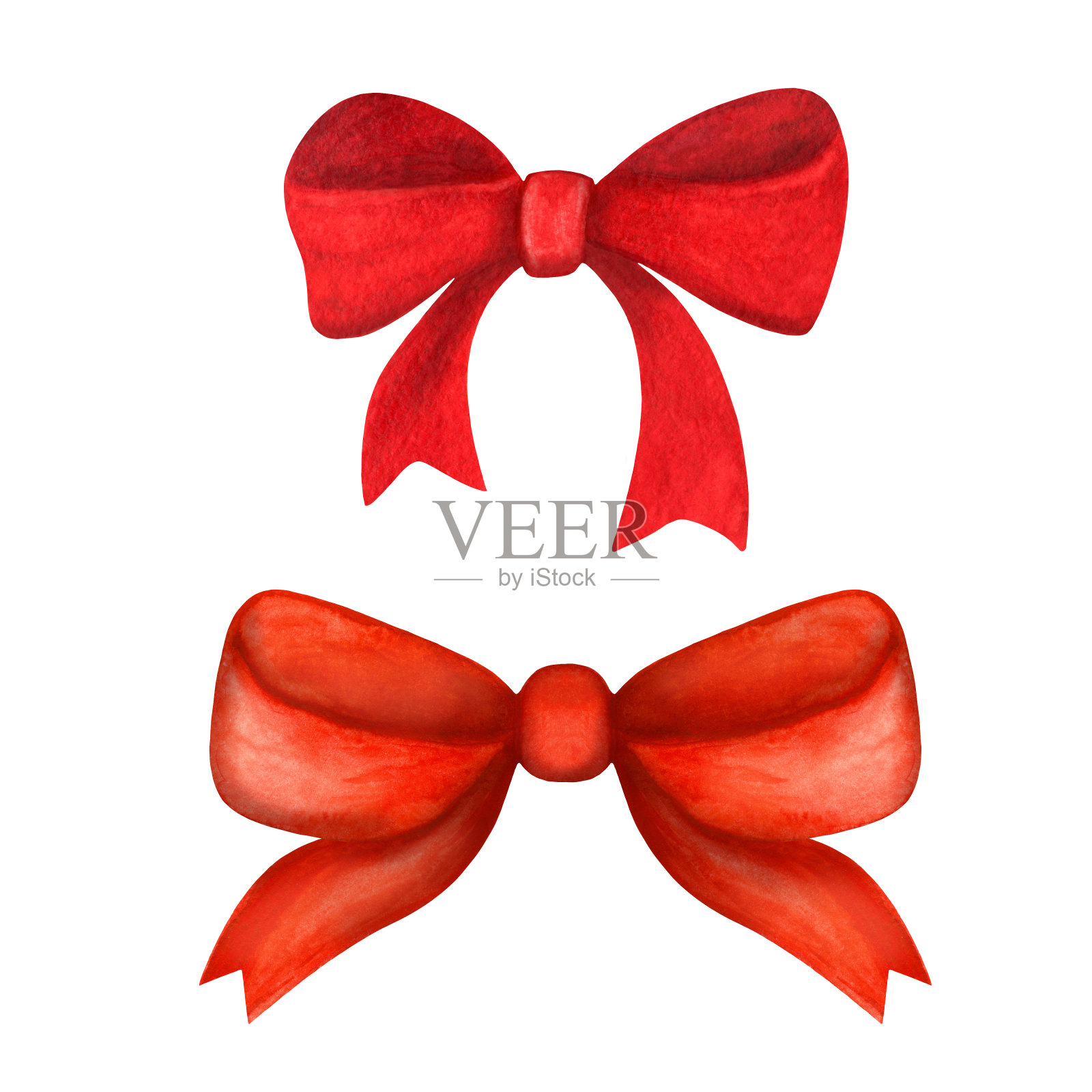 水彩红色礼物系蝴蝶结设计元素图片