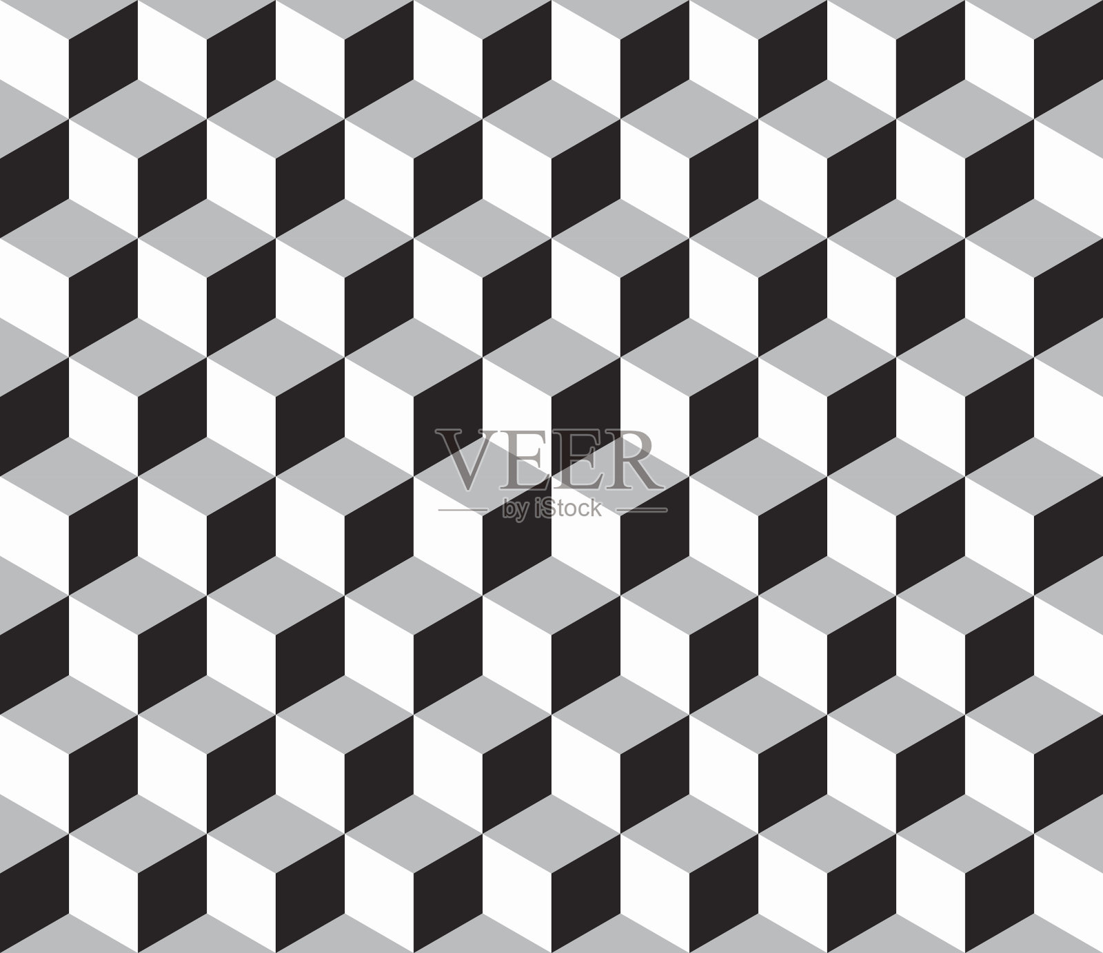抽象几何无缝模式与三维立方体插画图片素材