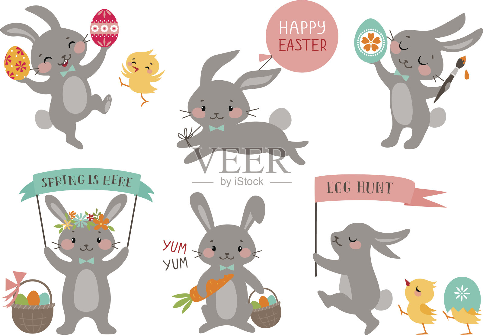 复活节兔子插画图片素材