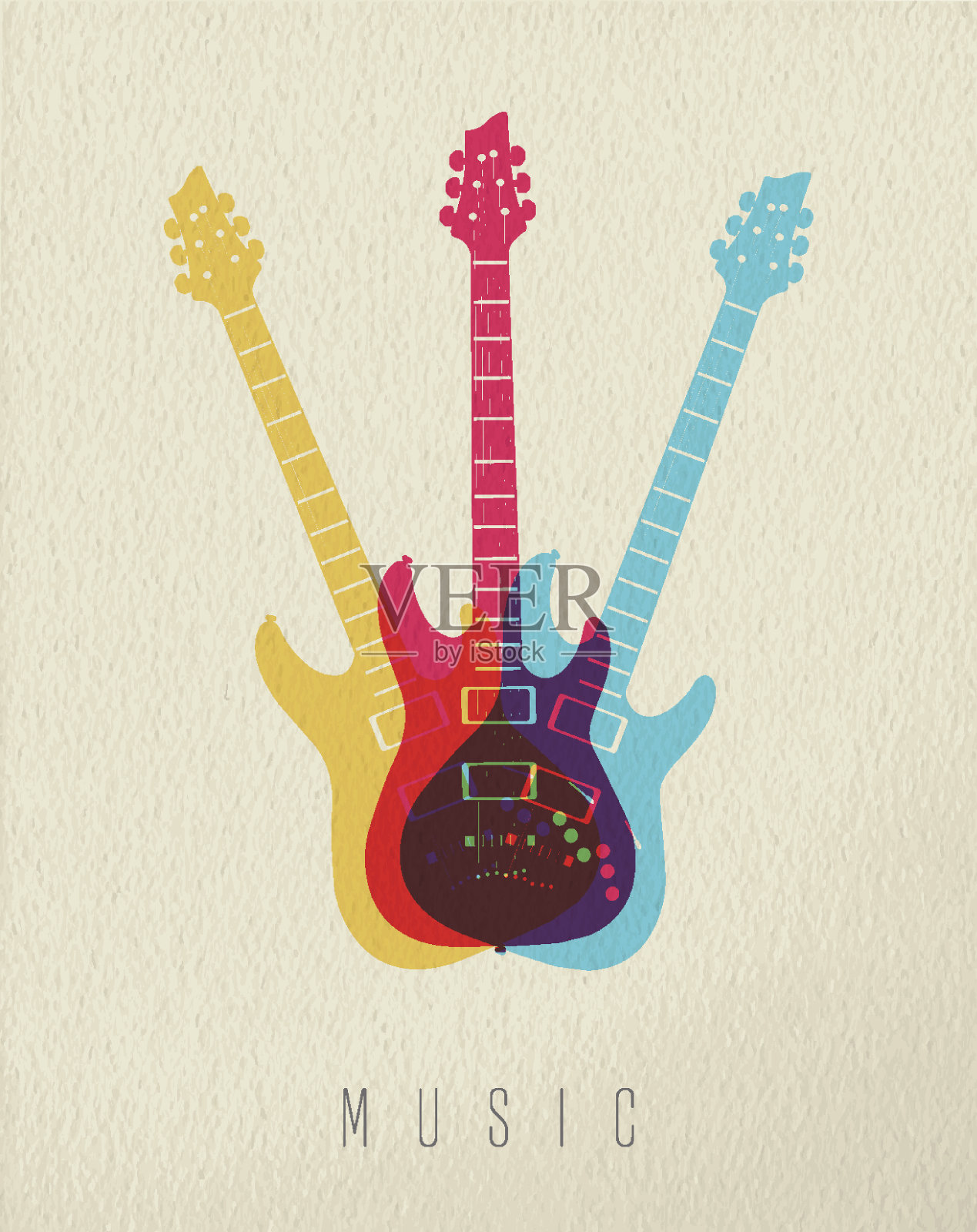 音乐概念图标电吉他颜色设计插画图片素材