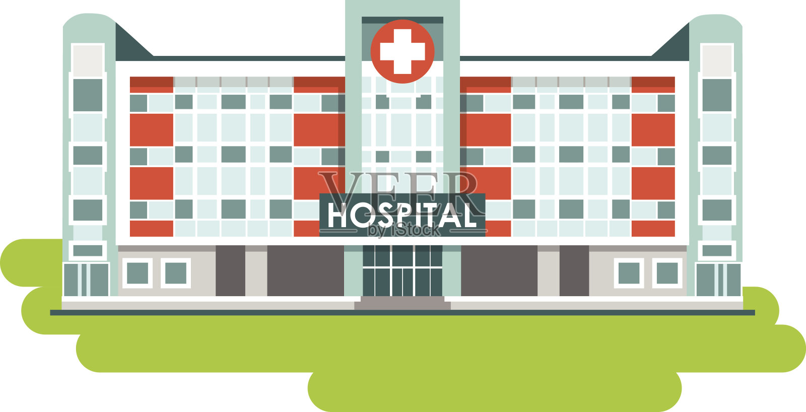 白色背景上的医院大楼插画图片素材