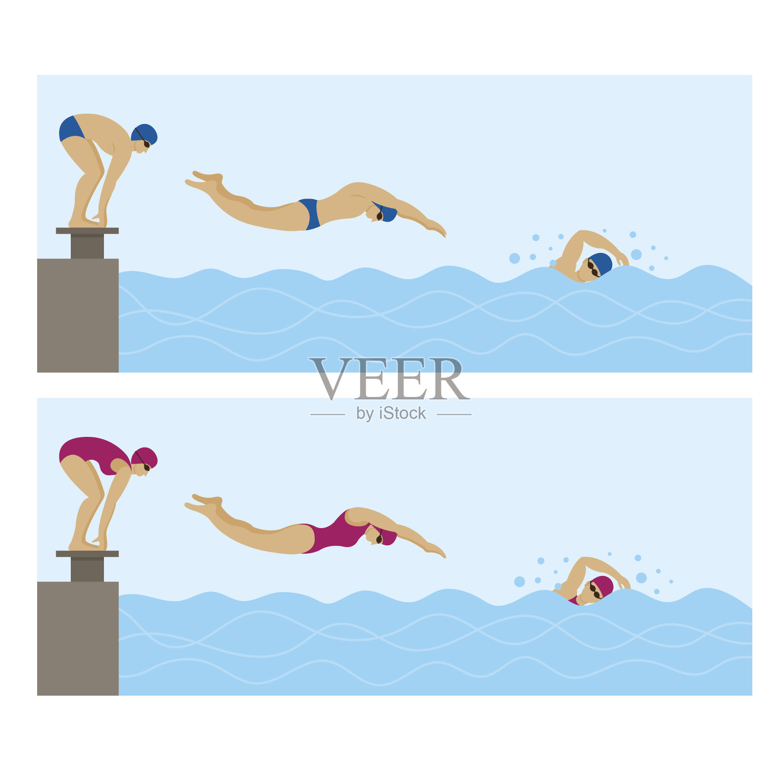 体育运动员,游泳插画图片素材