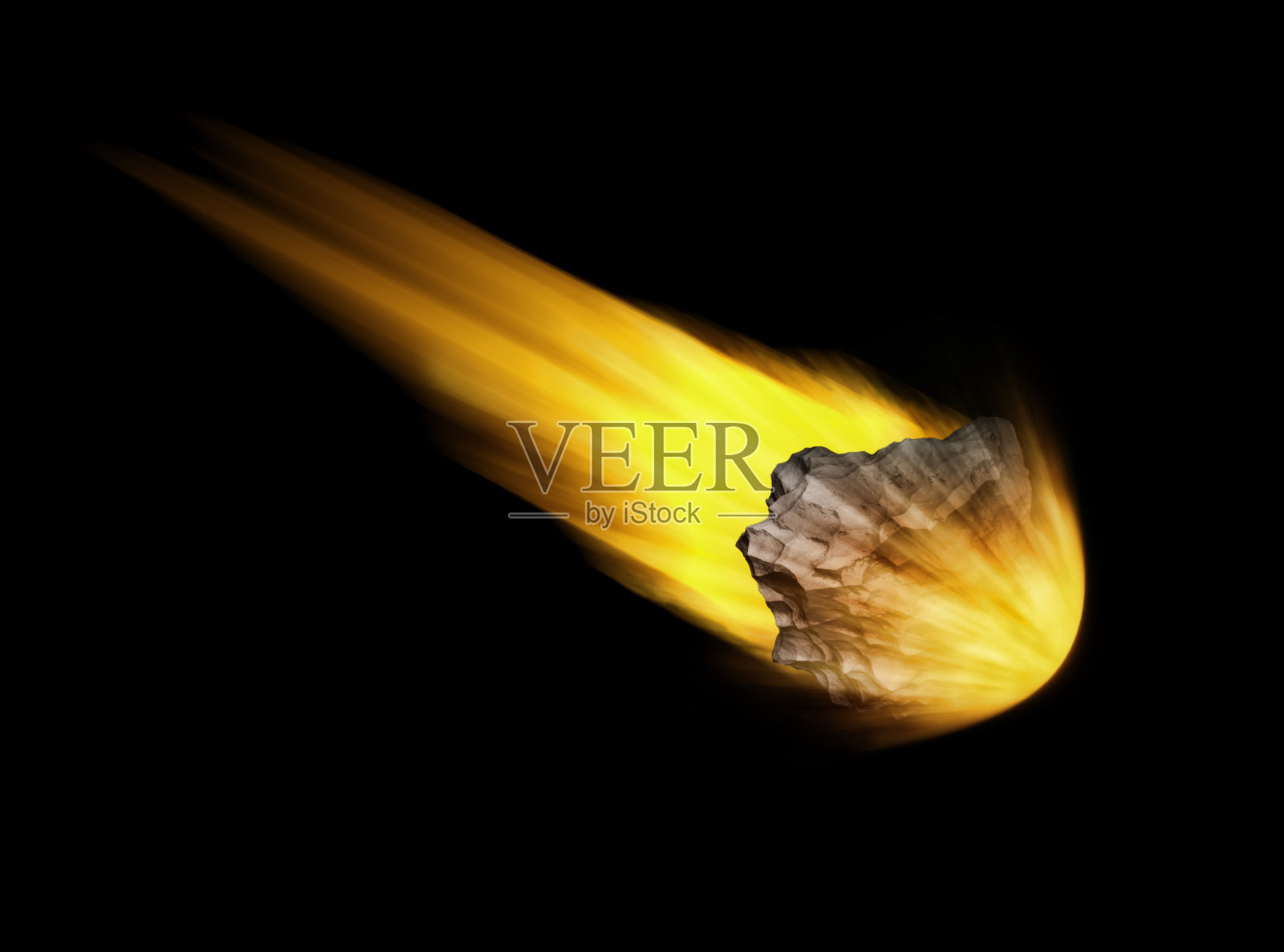 坠落的小行星黑色背景(高分辨率3D图像)照片摄影图片
